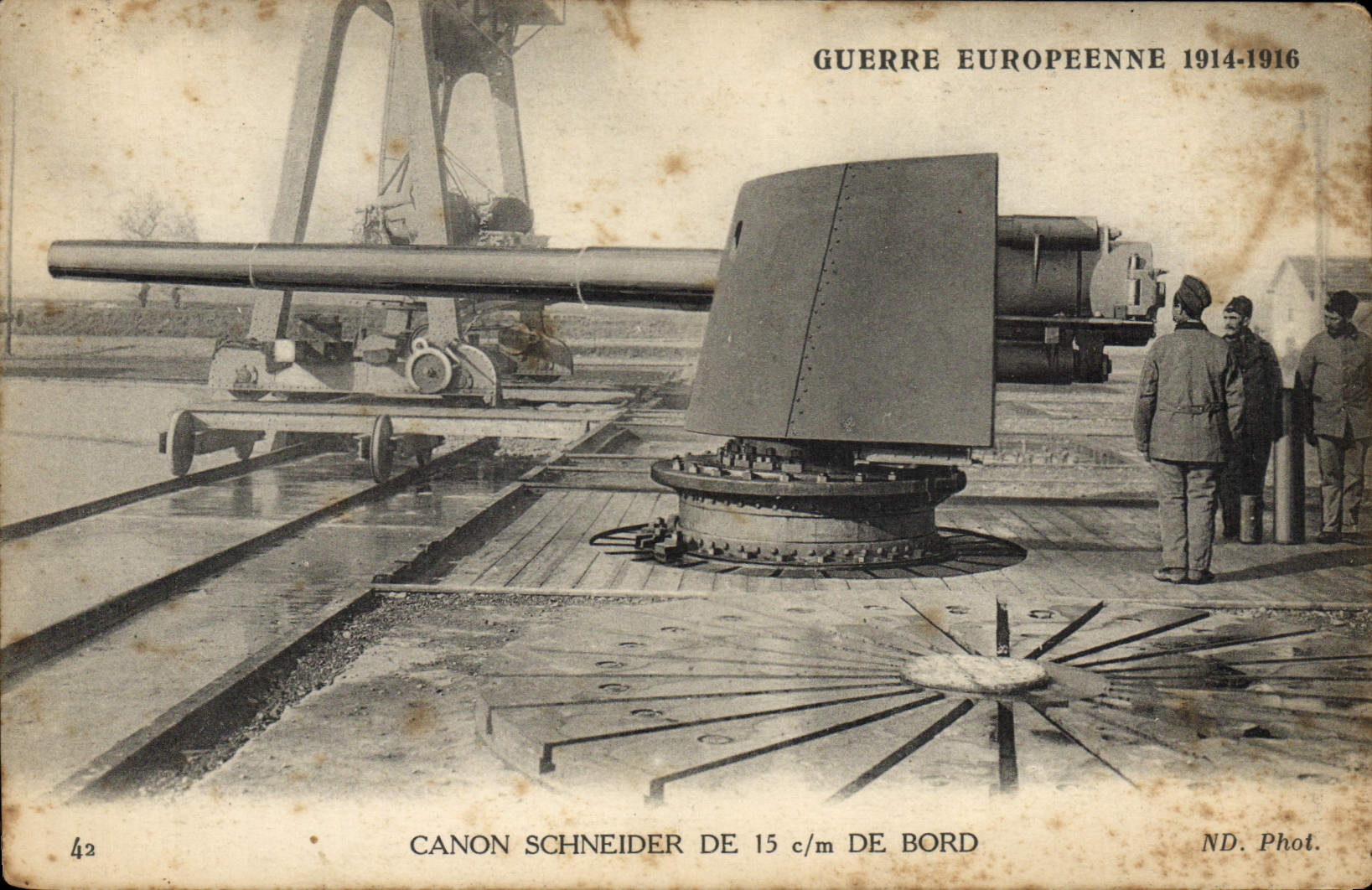VINTAGE POSTCARD Militaria Canon Schneider of 15cm of edge