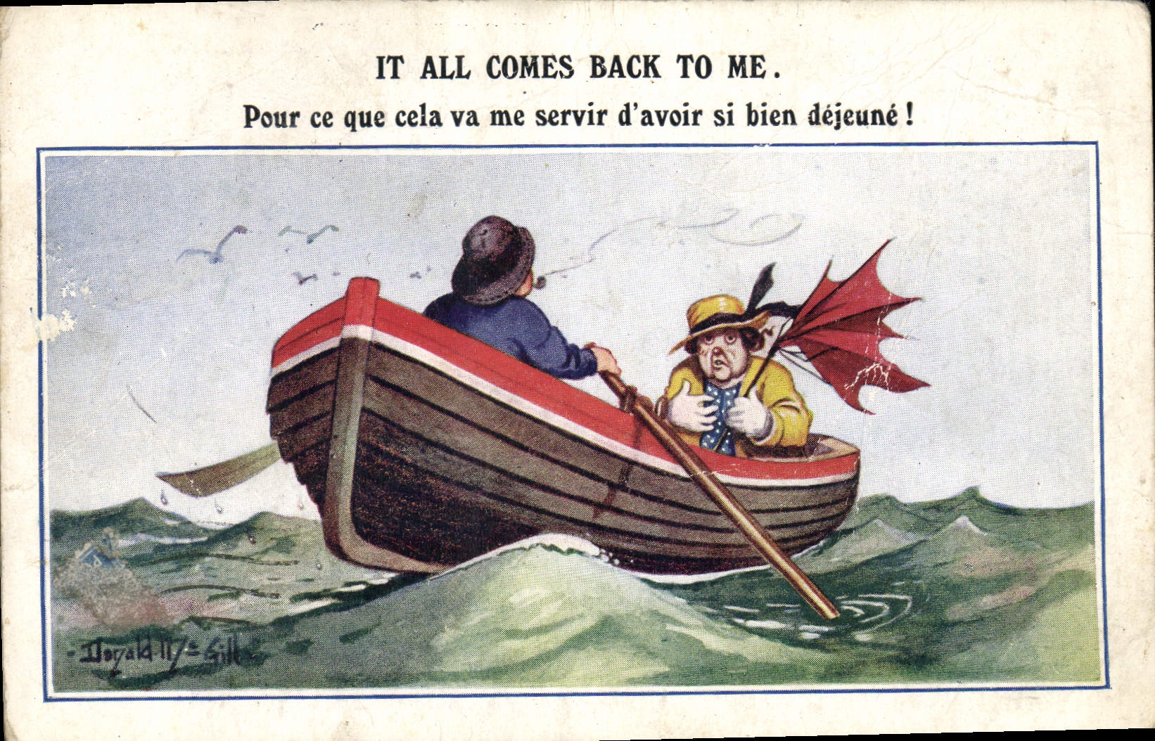 VINTAGE POSTCARD Fantaisie Illustrator Donald Mc Gill Fishes sinning