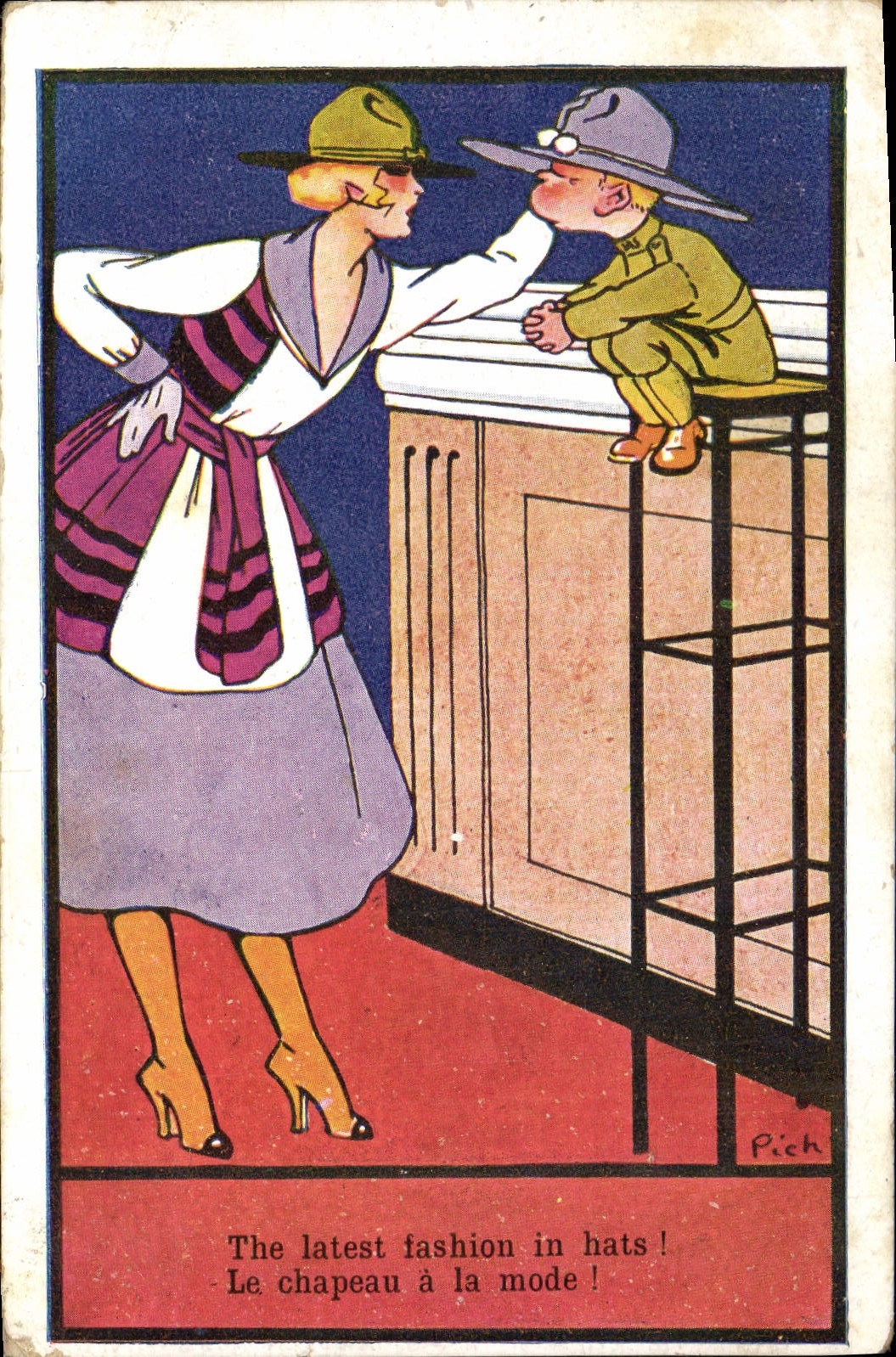 VINTAGE POSTCARD Fantasy Illustrator the hat with the Pich mode