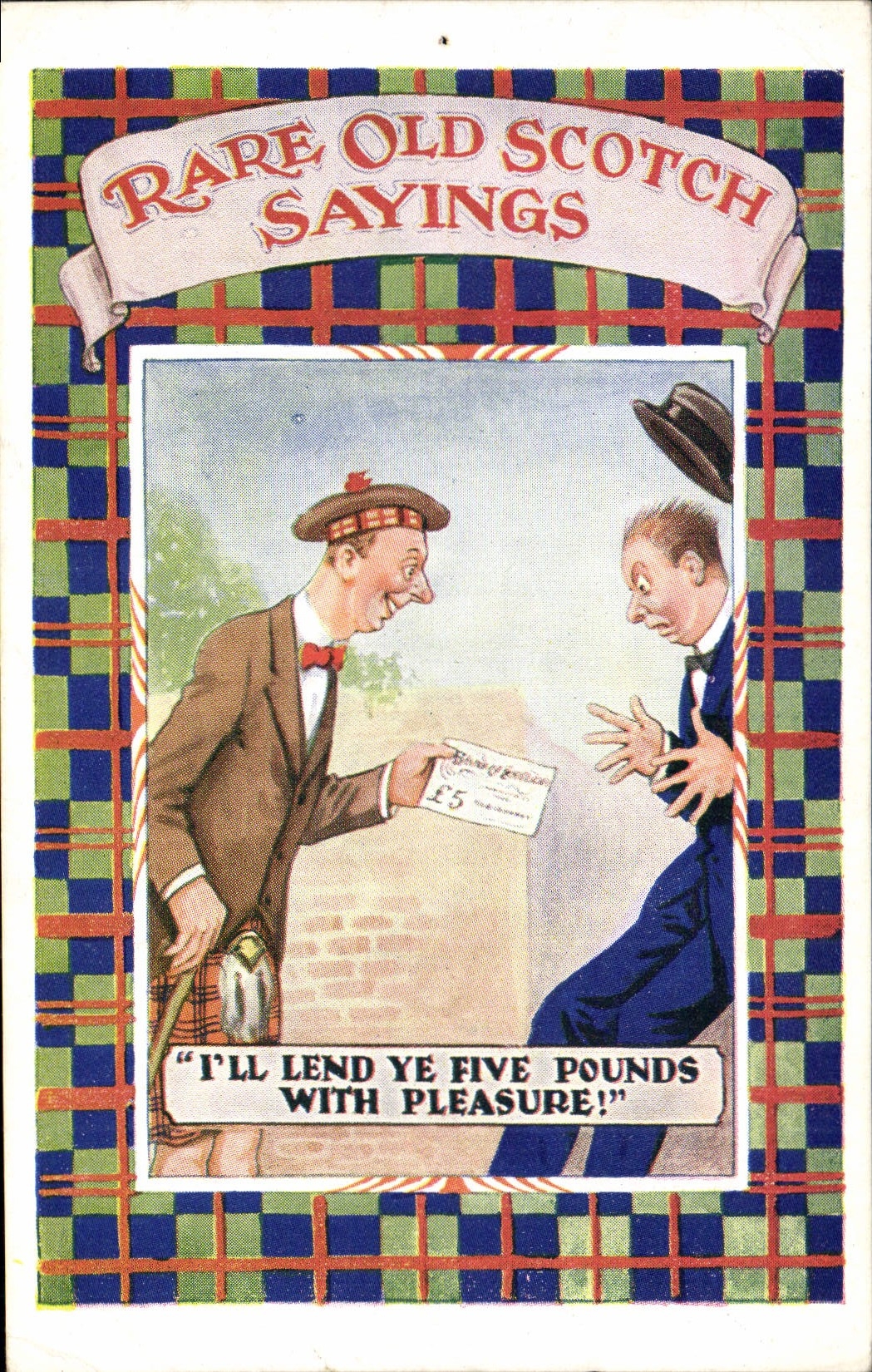 VINTAGE POSTCARD Rare Fantasy Illustrator old Sasyins Scotch tape