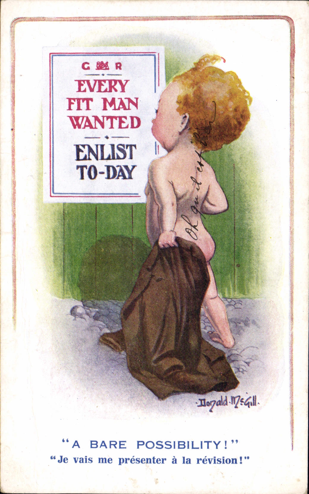 VINTAGE POSTCARD Fantaisie Illustrator Child Every Baby made man wanted Donald Mc Gill