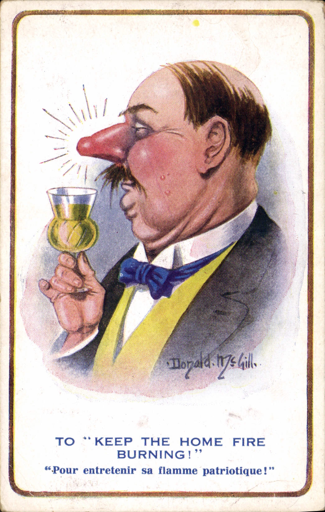VINTAGE POSTCARD Fantasy Illustrator Man Donald Mc Gill Alcohol