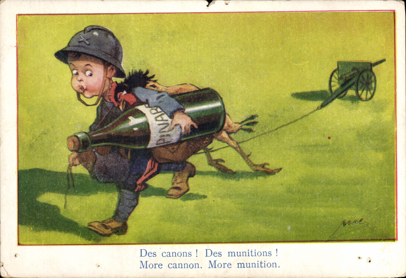 VINTAGE POSTCARD Fantasy Illustrator Militaria Children Of the guns of the ammunition