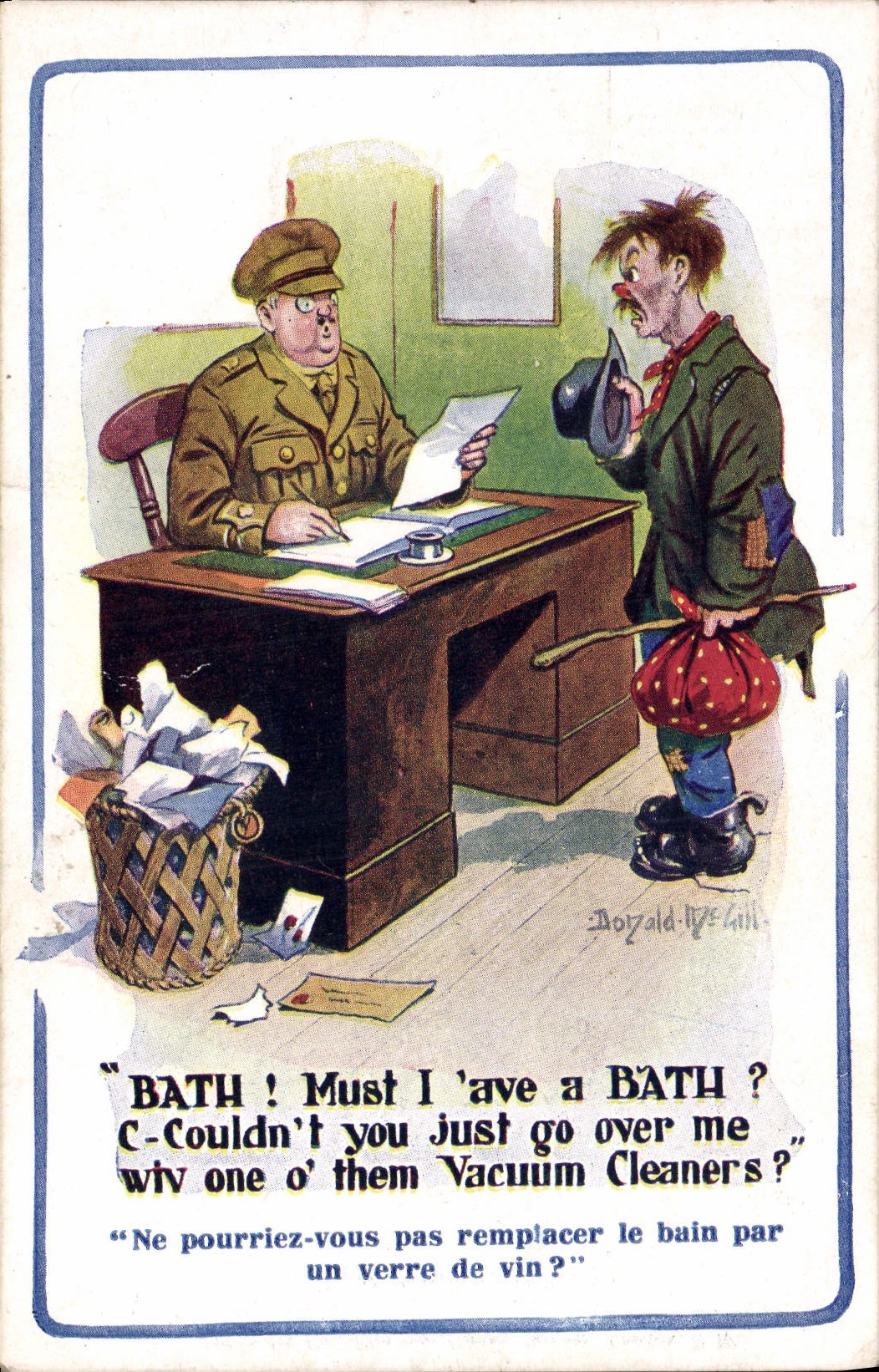 VINTAGE POSTCARD Fantasy Illustrator Man Militaria Donald Mc Gill