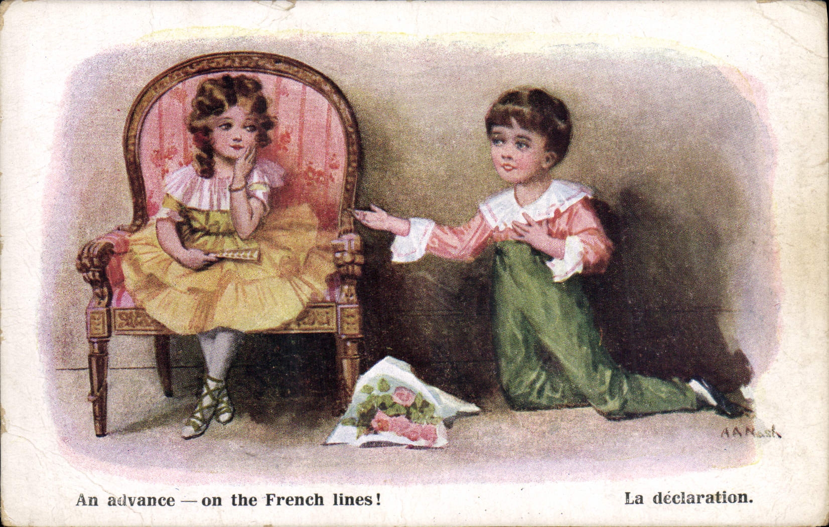 VINTAGE POSTCARD Fantasy Illustrator Children the declaration