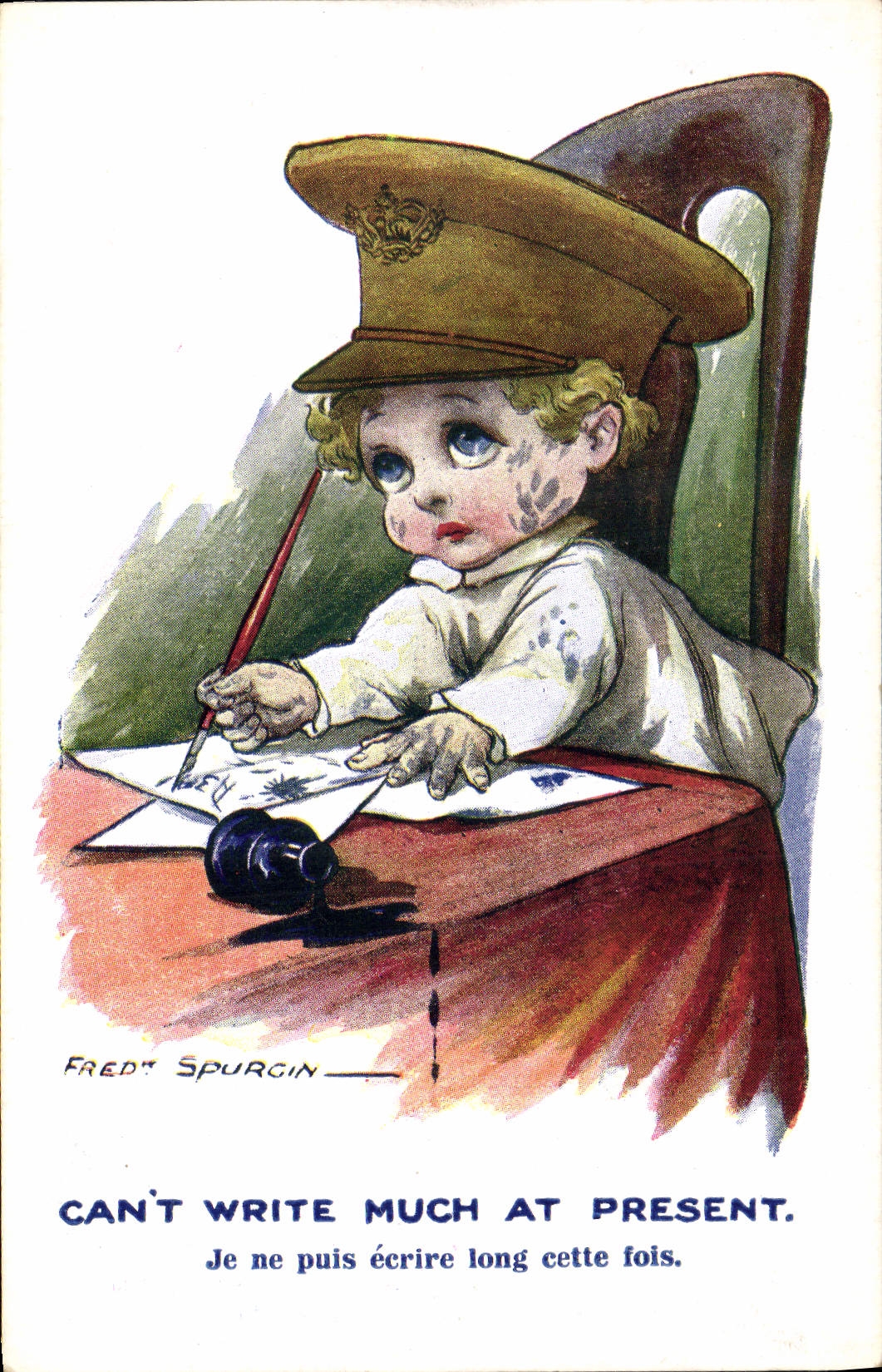VINTAGE POSTCARD Fantasy Illustrator Child Soldier Militaria Fred Spurgin