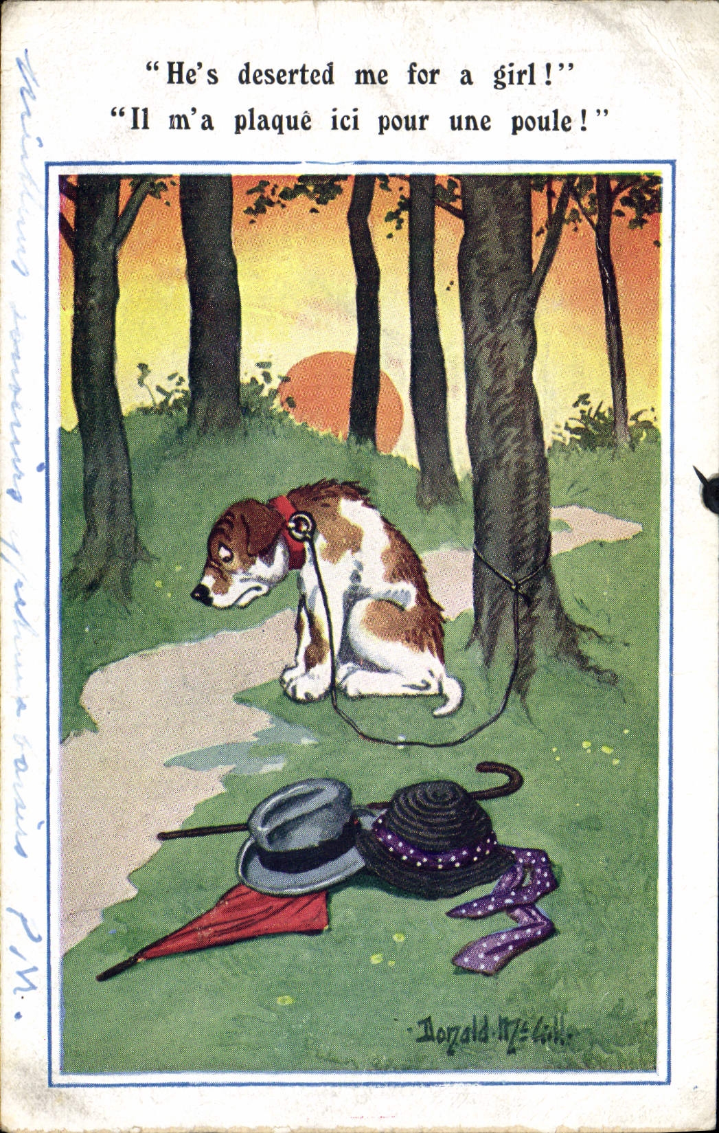 VINTAGE POSTCARD Fantasy Illustrator Dog Donald Mc Gill