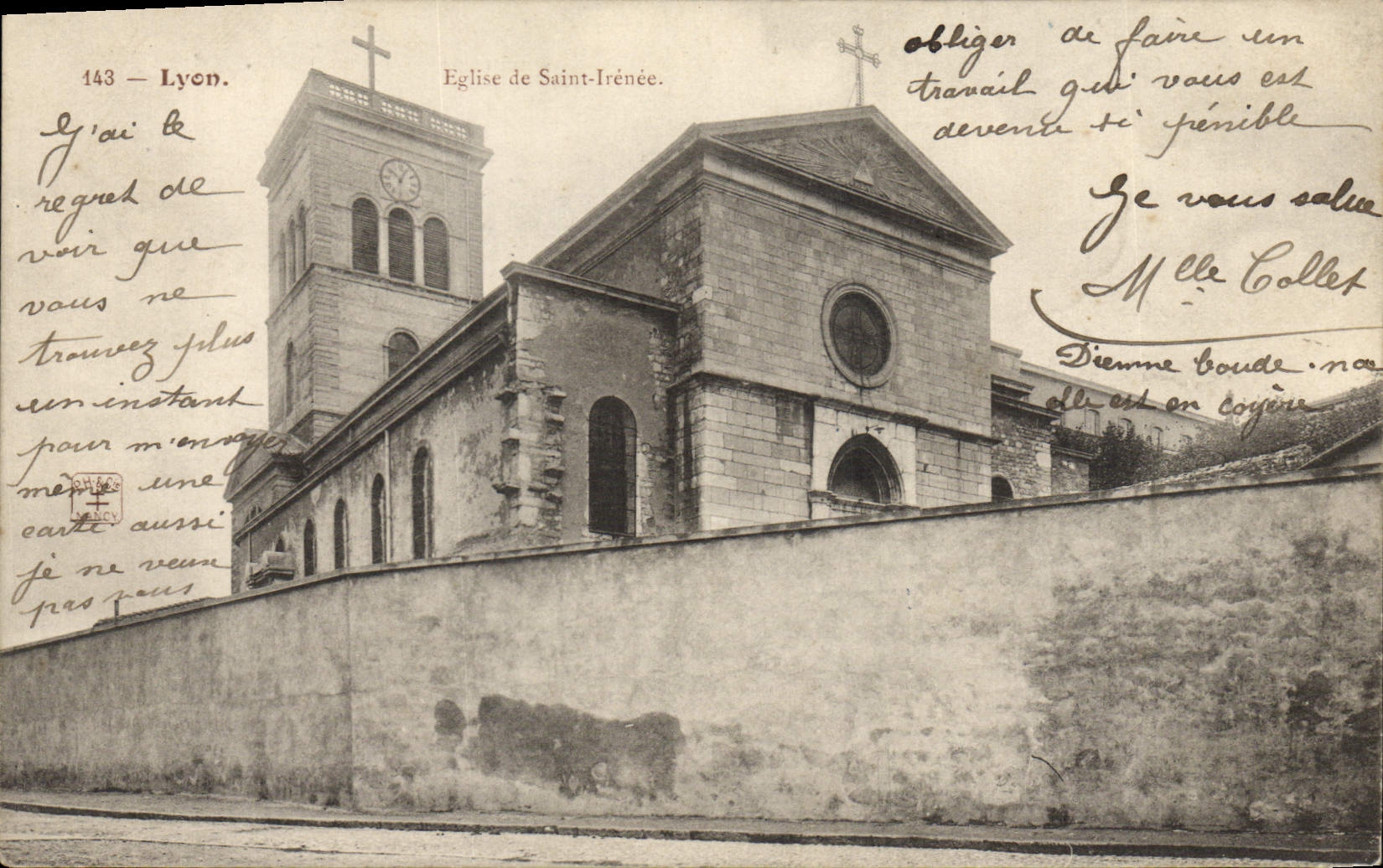 VINTAGE POSTCARD Lyon Church of Irenee Saint