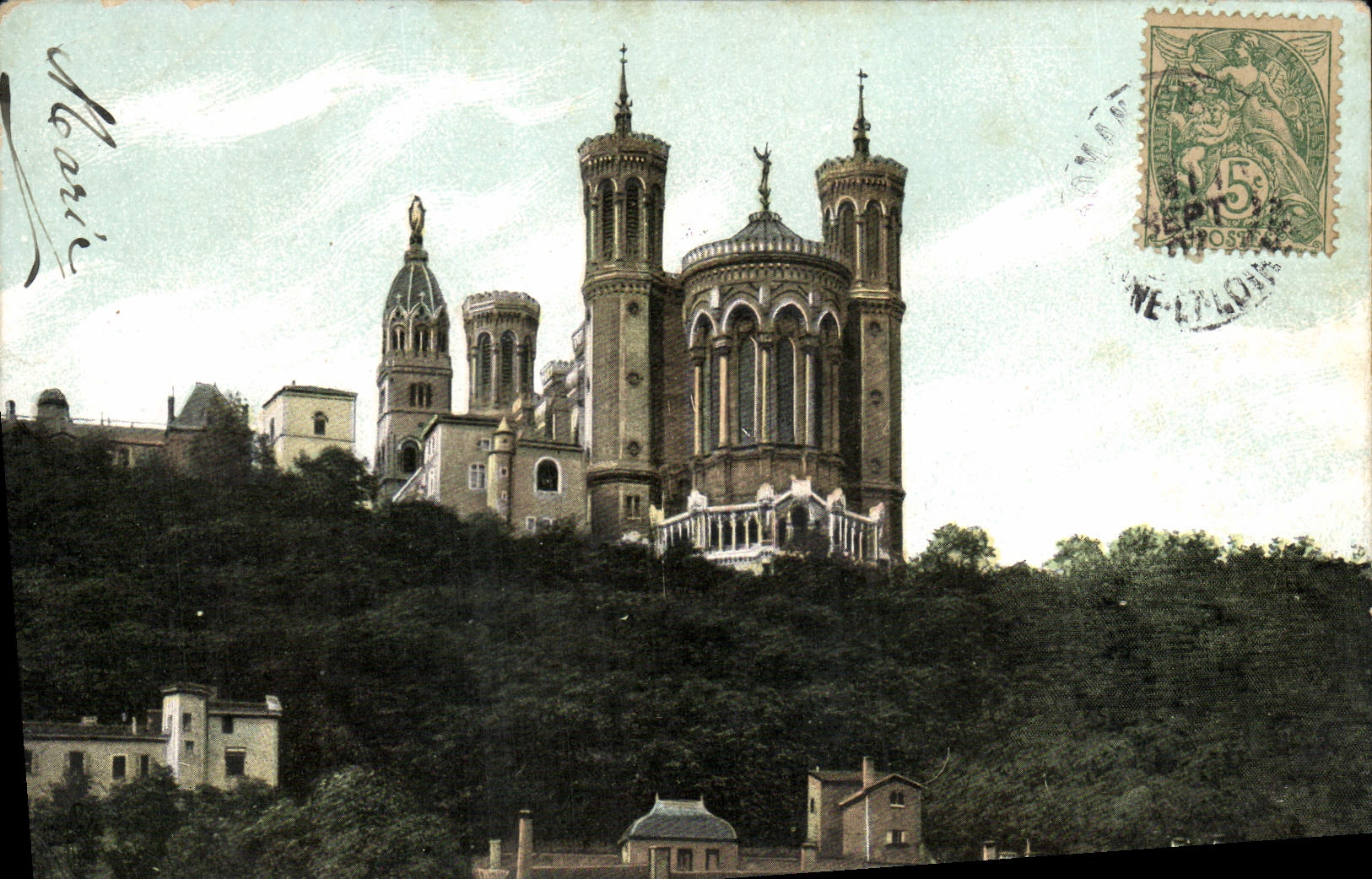 VINTAGE POSTCARD Lyon Fourvieres seen of the turns St Martin