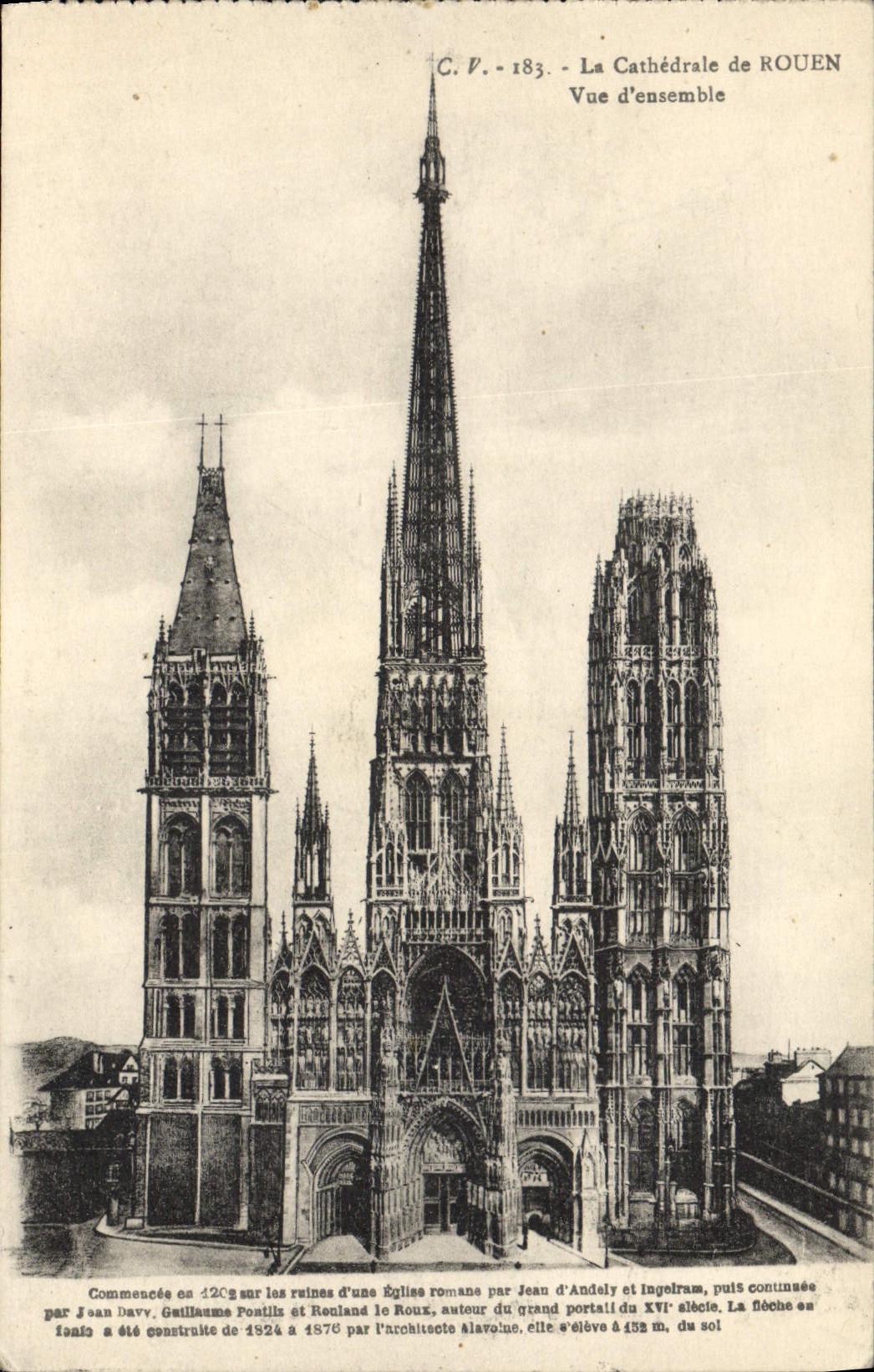 VINTAGE POSTCARD the Cathedral of Rouen Overall picture