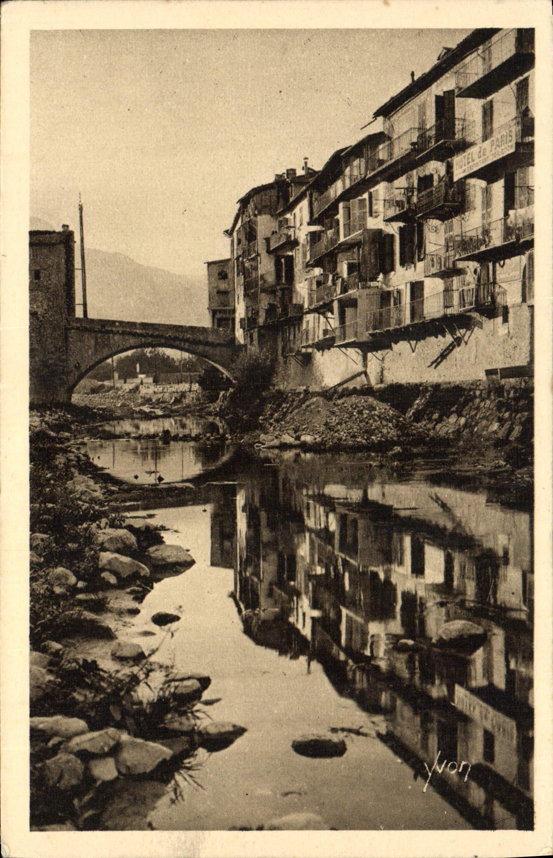 VINTAGE POSTCARD Sospel Reflection in Bevera