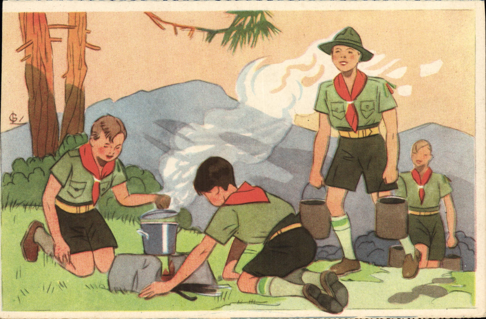 VINTAGE POSTCARD Scout Jamboree Scouting