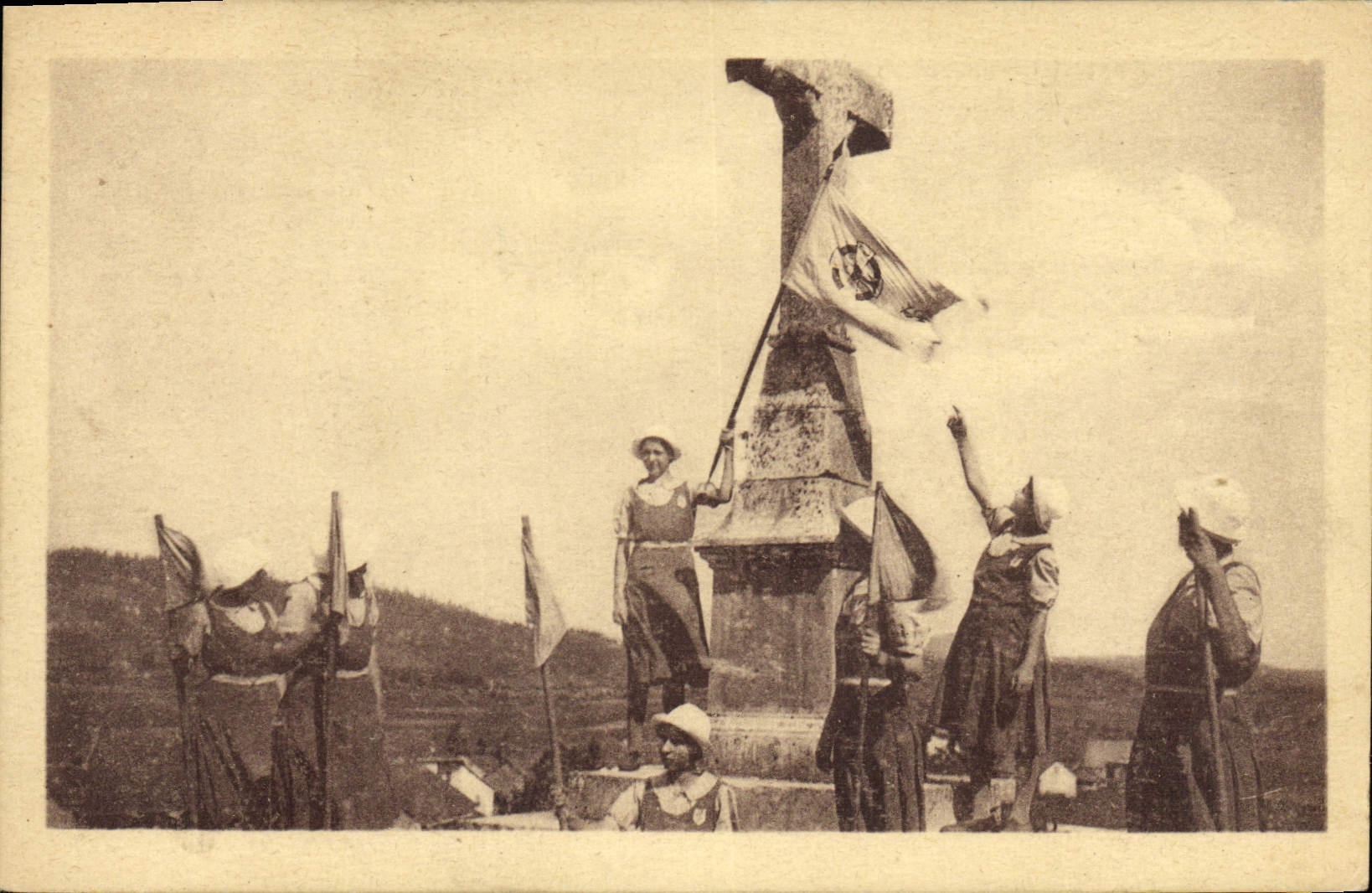 VINTAGE POSTCARD Scout Scouting Jamboree Summer camp of Ruffieu In excursion