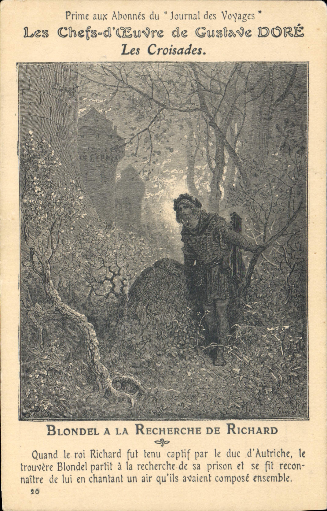 VINTAGE POSTCARD Chefs of work of Gustave Gilds the Blondel crusades in the search of Richard