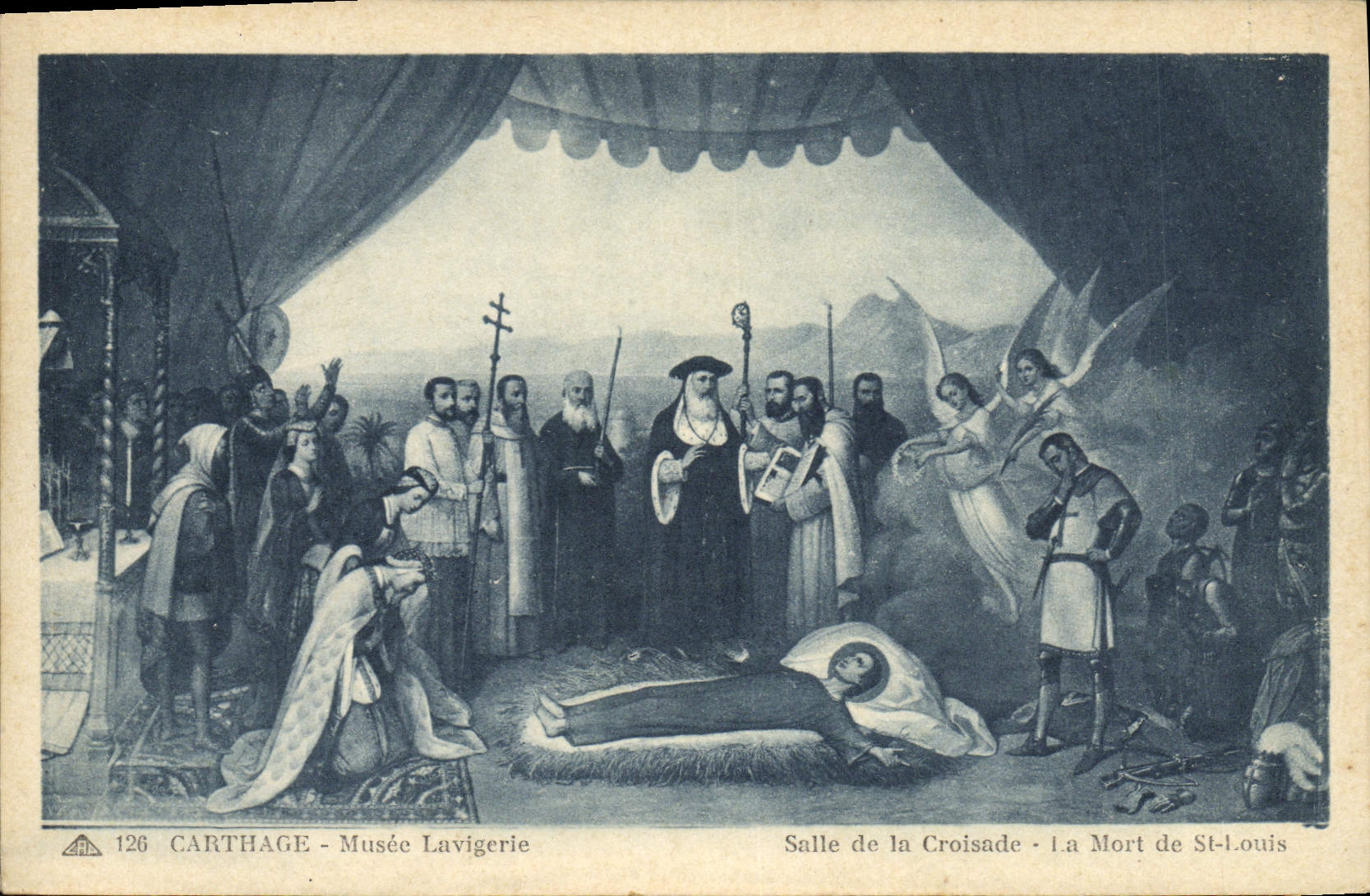 VINTAGE POSTCARD Carthage Museum Lavigerie Room of the crusade the death of St Louis