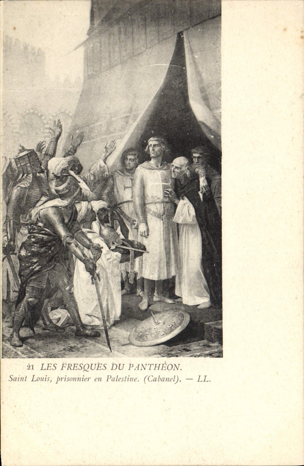 CPA Les fresques du Pantheon Saint Louis prisonnier en Palestine Templier