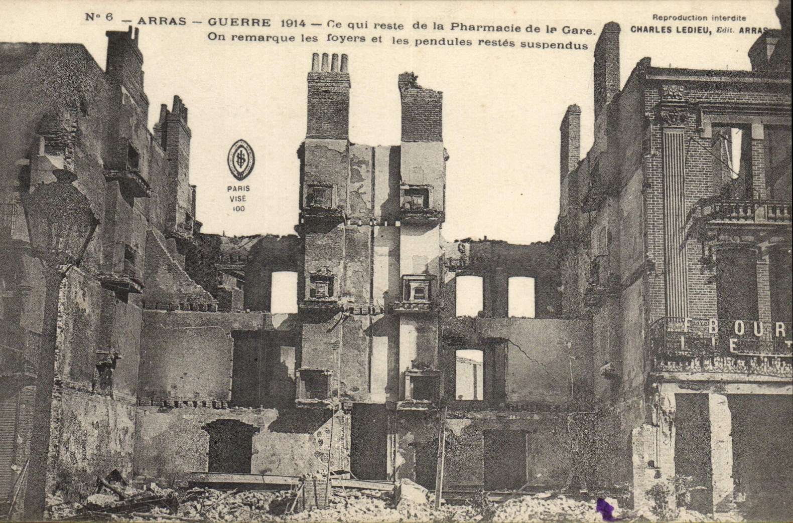 VINTAGE POSTCARD Arras Pharmacy of the Militaria station