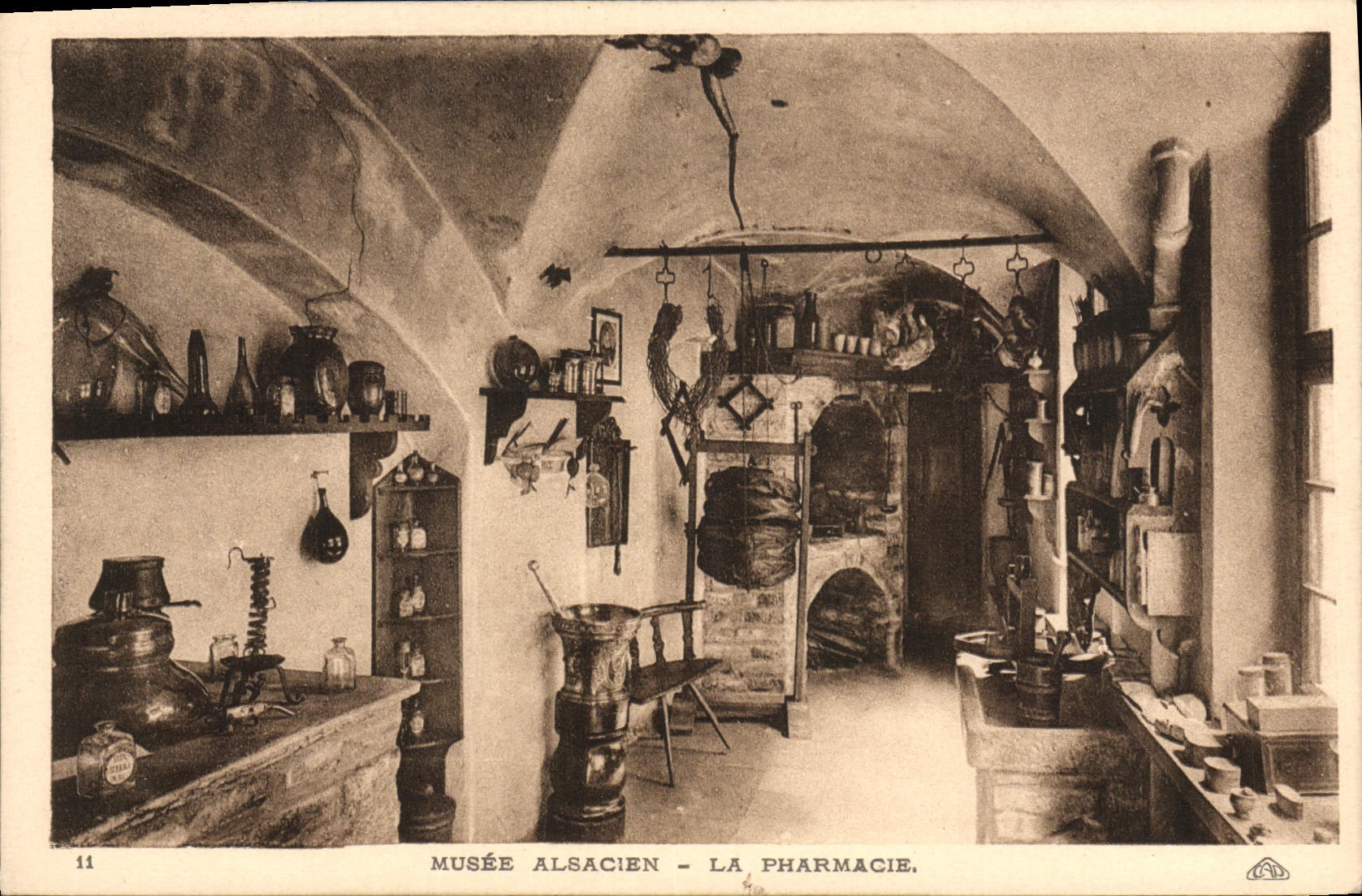 VINTAGE POSTCARD Alsatian Museum Pharmacy