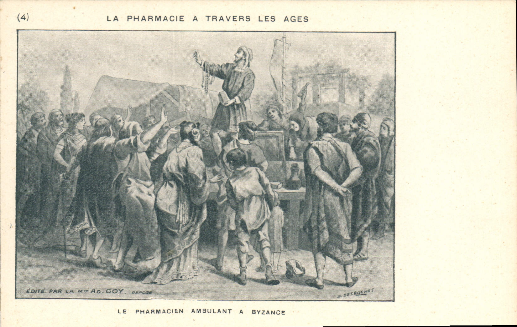 VINTAGE POSTCARD Pharmacy through old the travelling pharmacist has Byzance