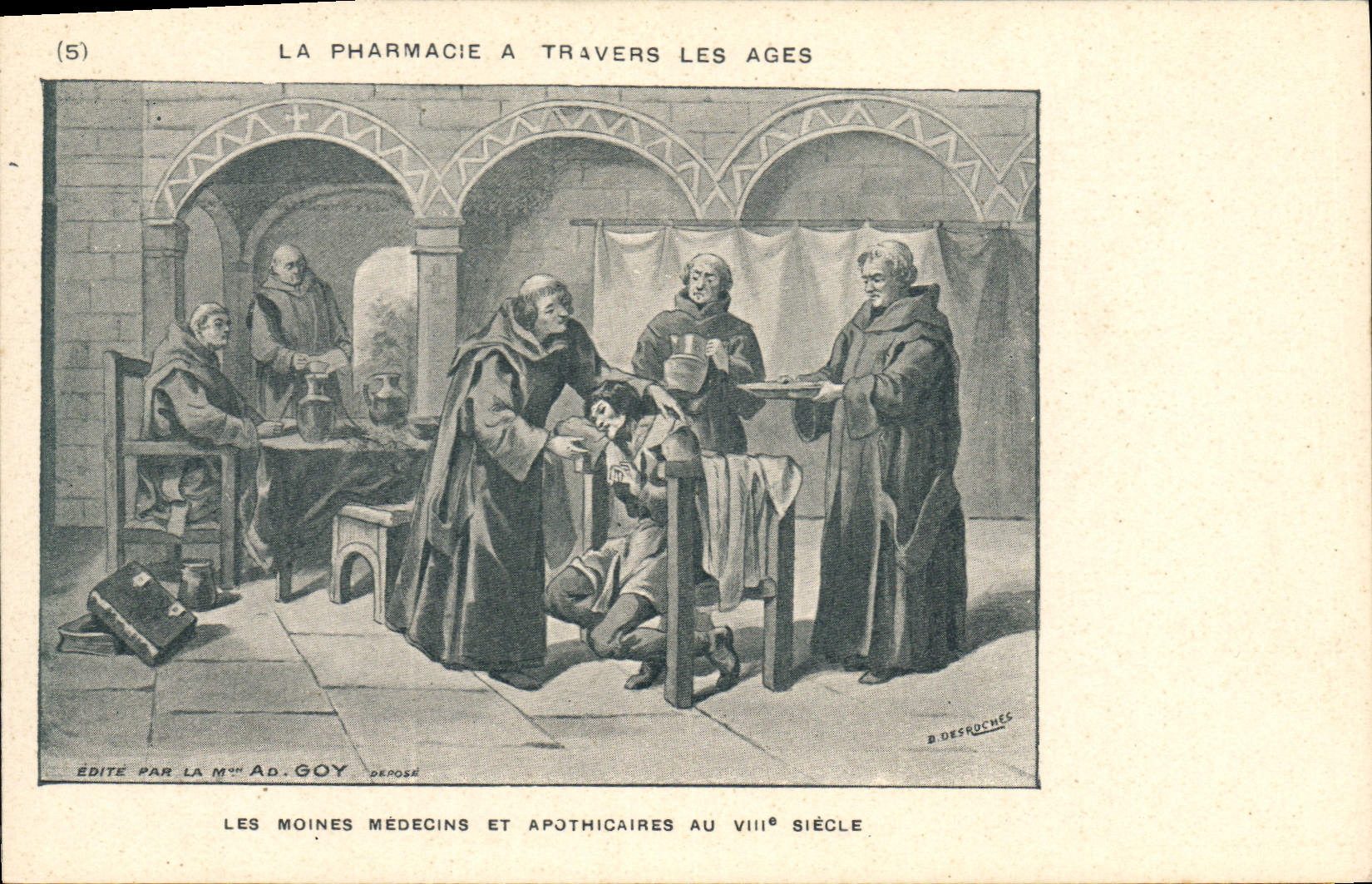 CPA La pharmacie a travers les ages Les moines medecins et apothicaires