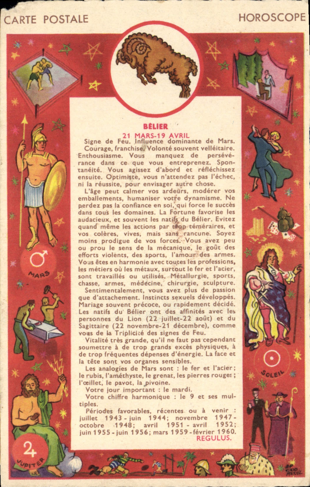 VINTAGE POSTCARD Horoscope Ram