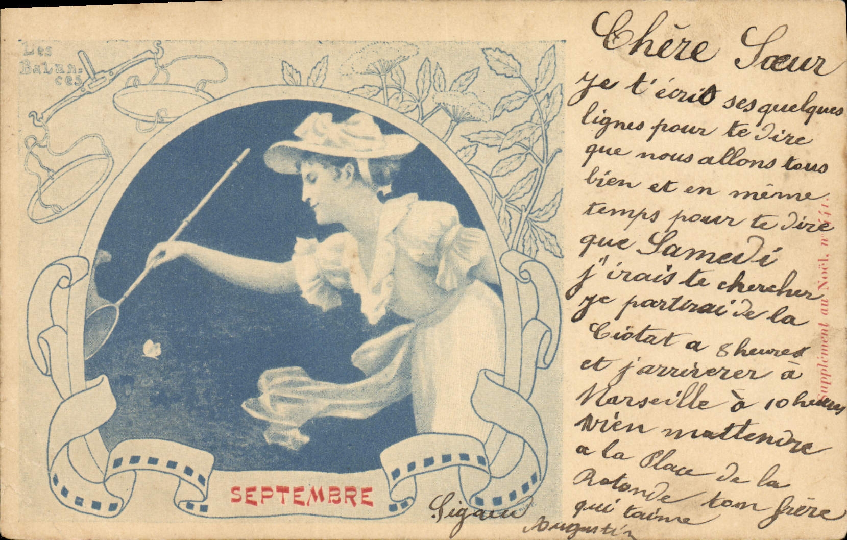VINTAGE POSTCARD Horoscope September
