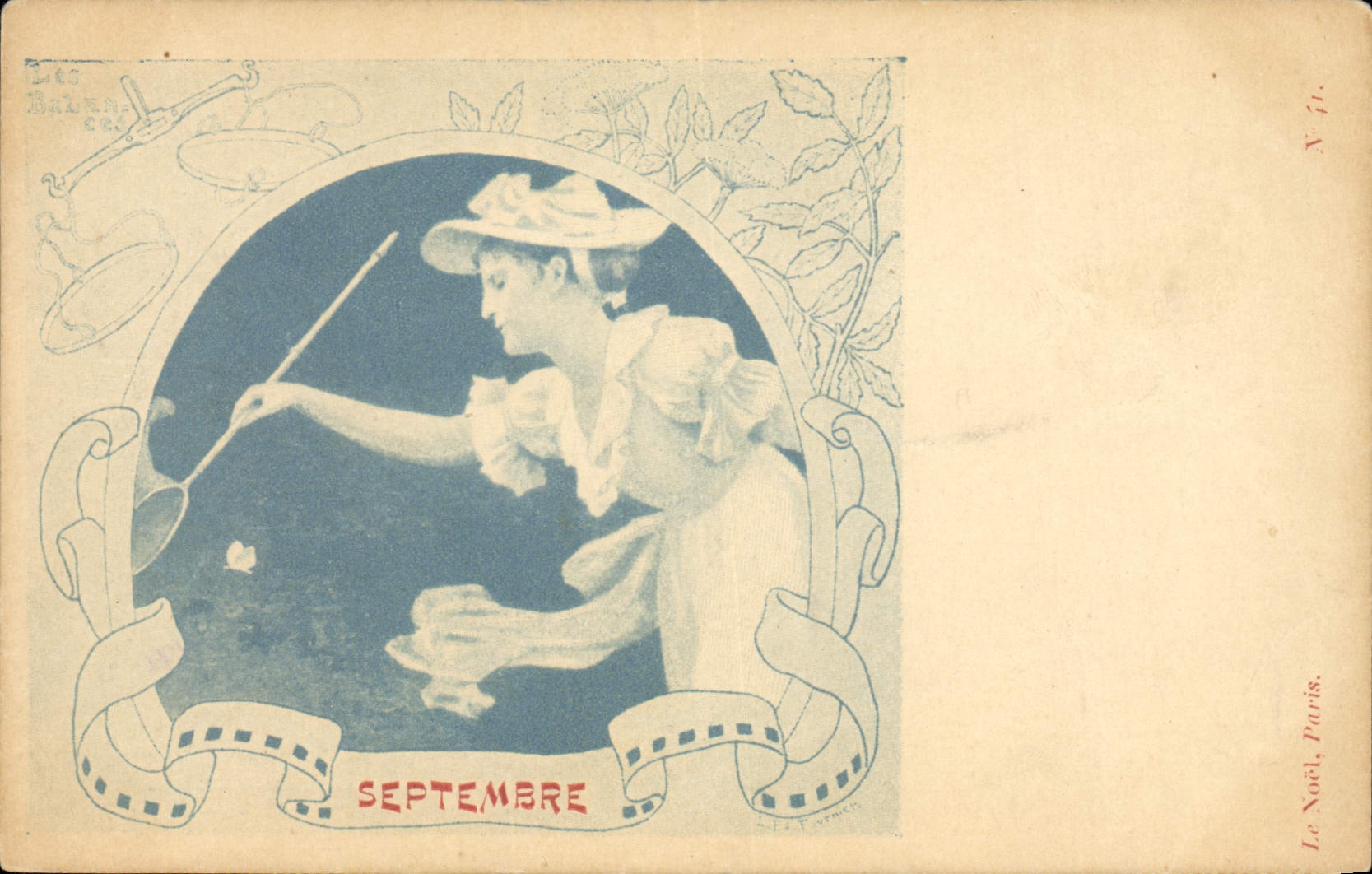 VINTAGE POSTCARD Horoscope September Ram Woman