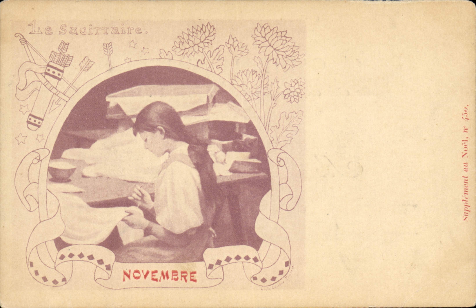 VINTAGE POSTCARD Horoscope Child November Sagittarius