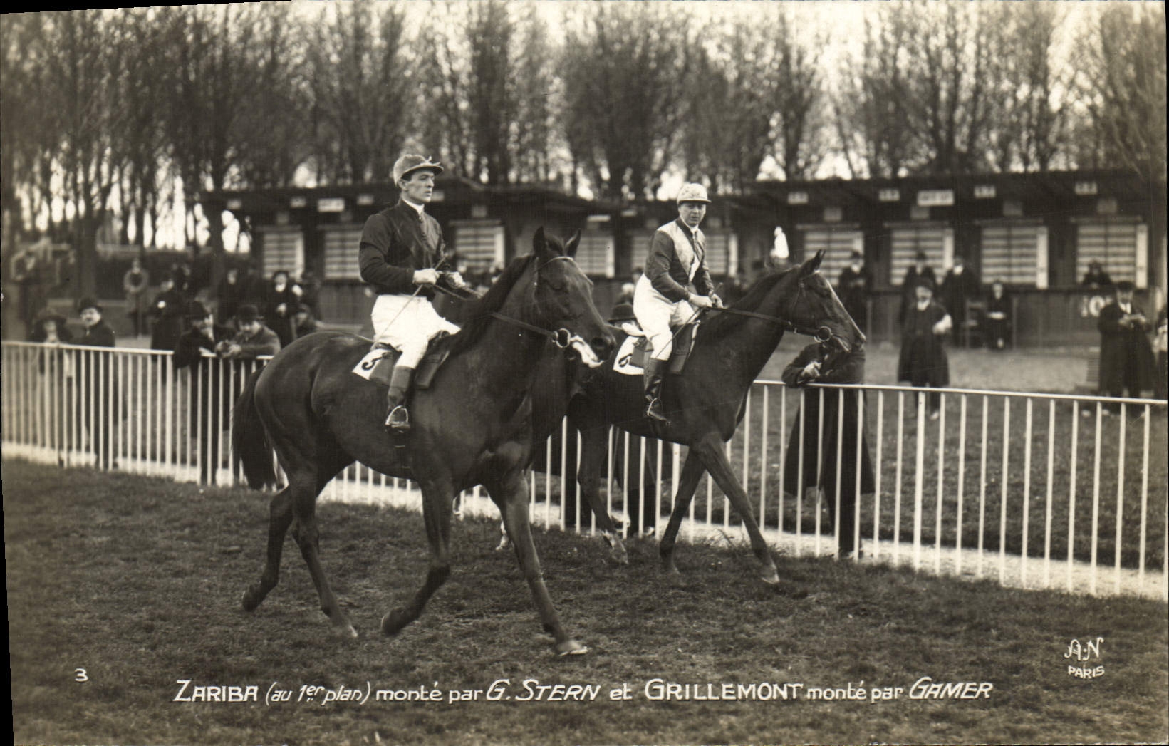 CPA Cheval Equitation Hippisme Zariba monte par G Stern et Grillemont monte par Gamer 