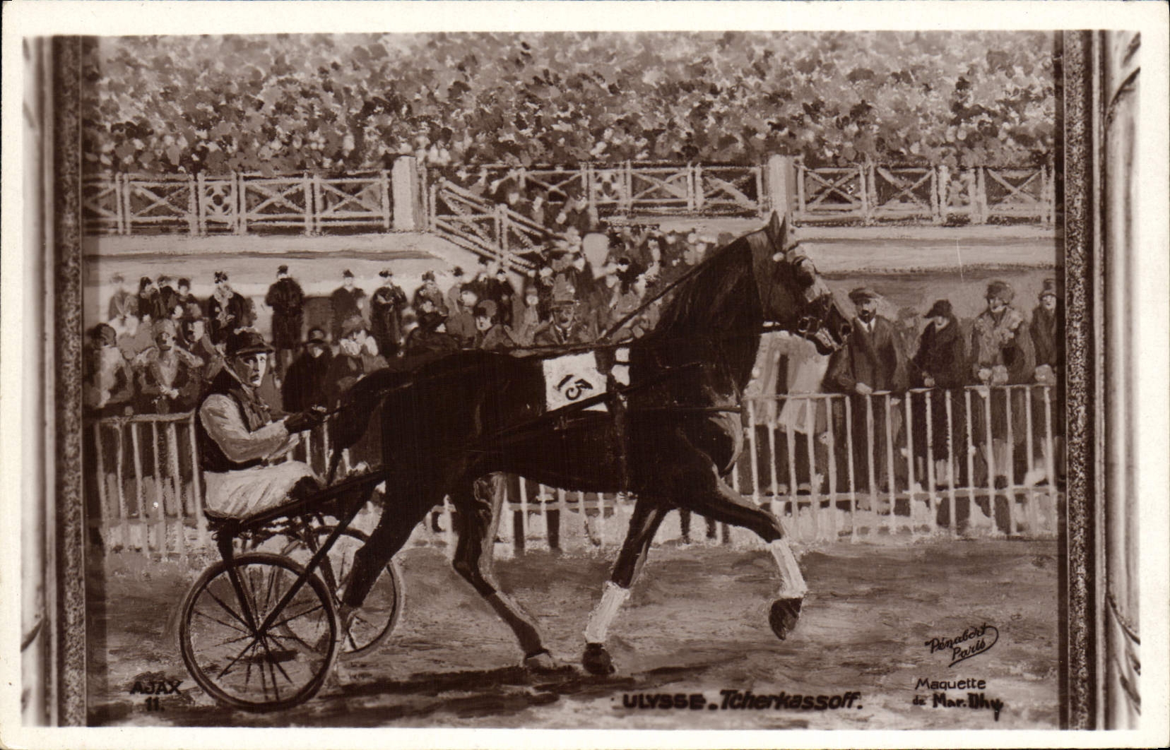 Equitación Hippisme Ulises Tcherkassoff del caballo de la POSTAL de la VENDIMIA