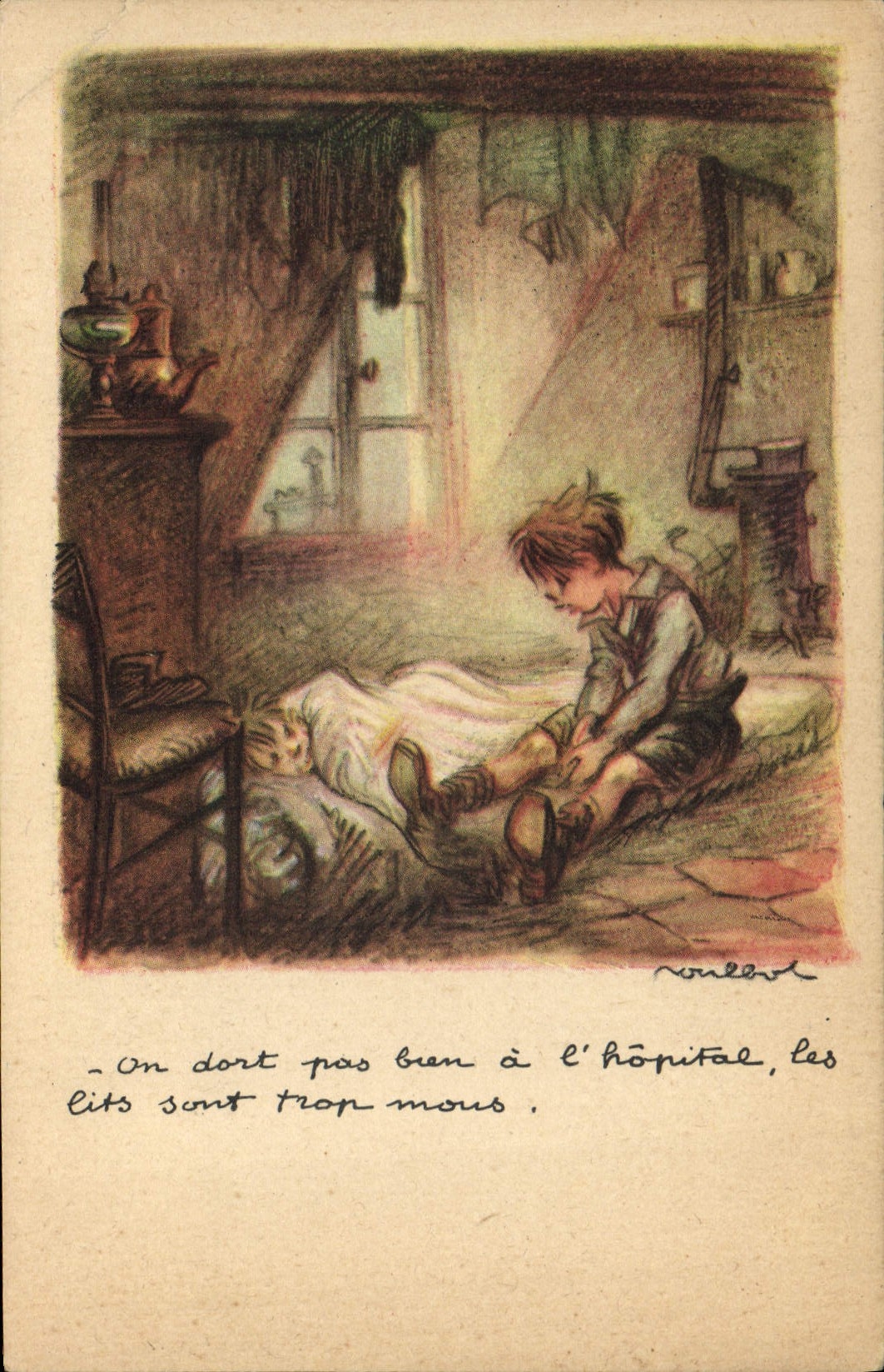 CPA Illustrateur Poulbot Hopital