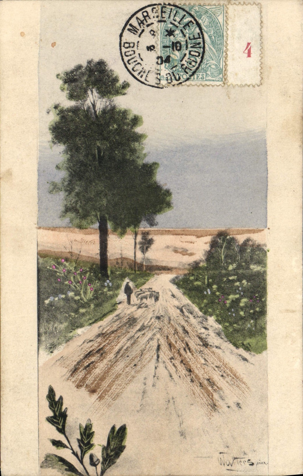 CPA Fantaisie Illustrateur Chemin de campagne 