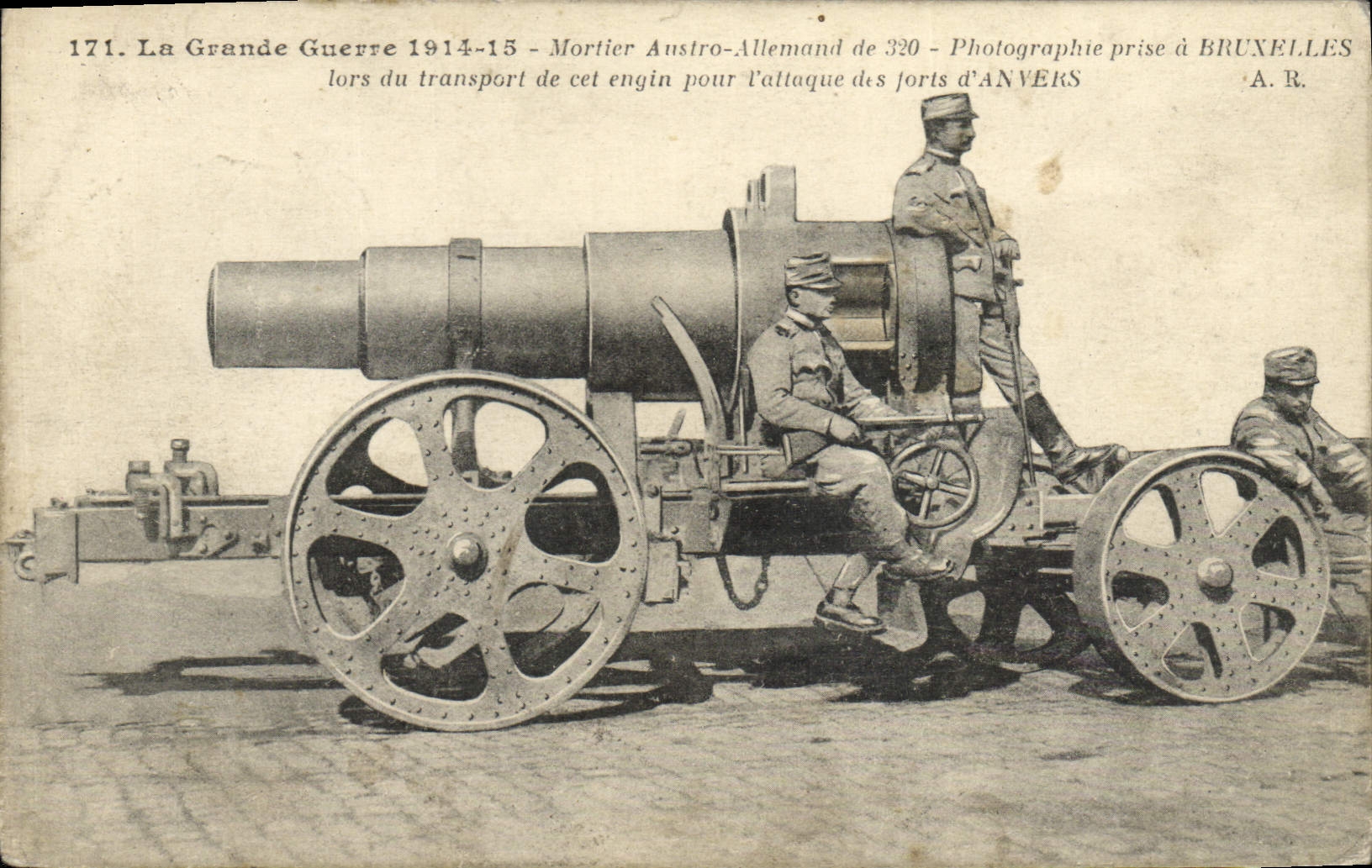 VINTAGE POSTCARD Militaria German Mortar austro of 320 Brussels