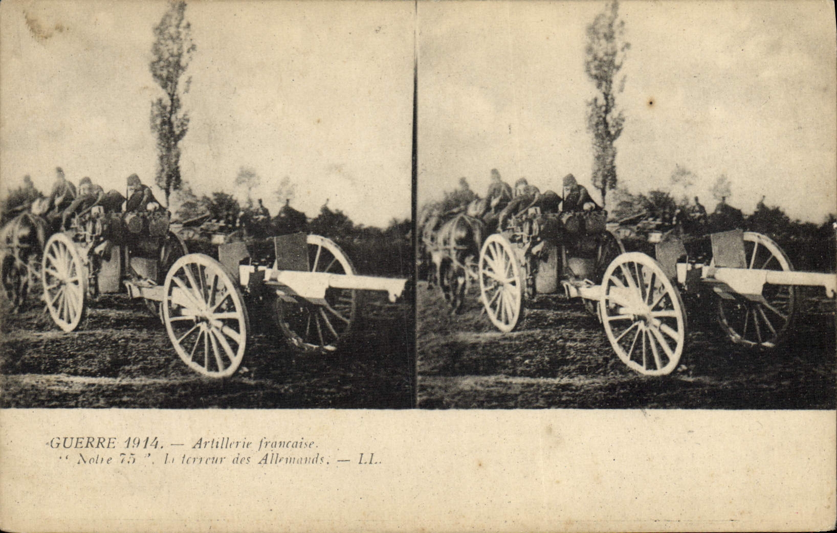 VINTAGE POSTCARD Militaria Artillery Our 75 the terror of German