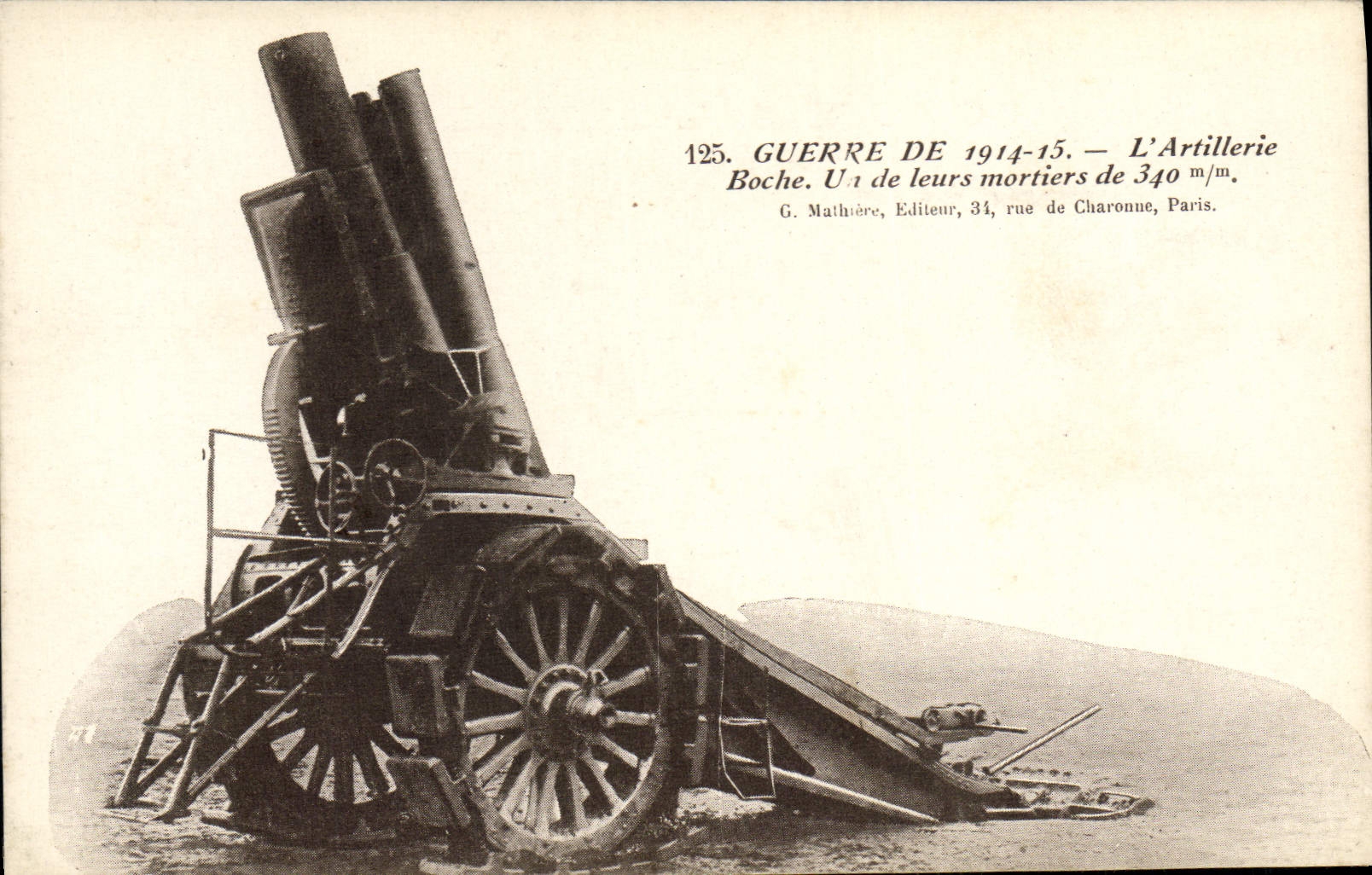 VINTAGE POSTCARD Militaria Artillery german Mortar of 240 mm