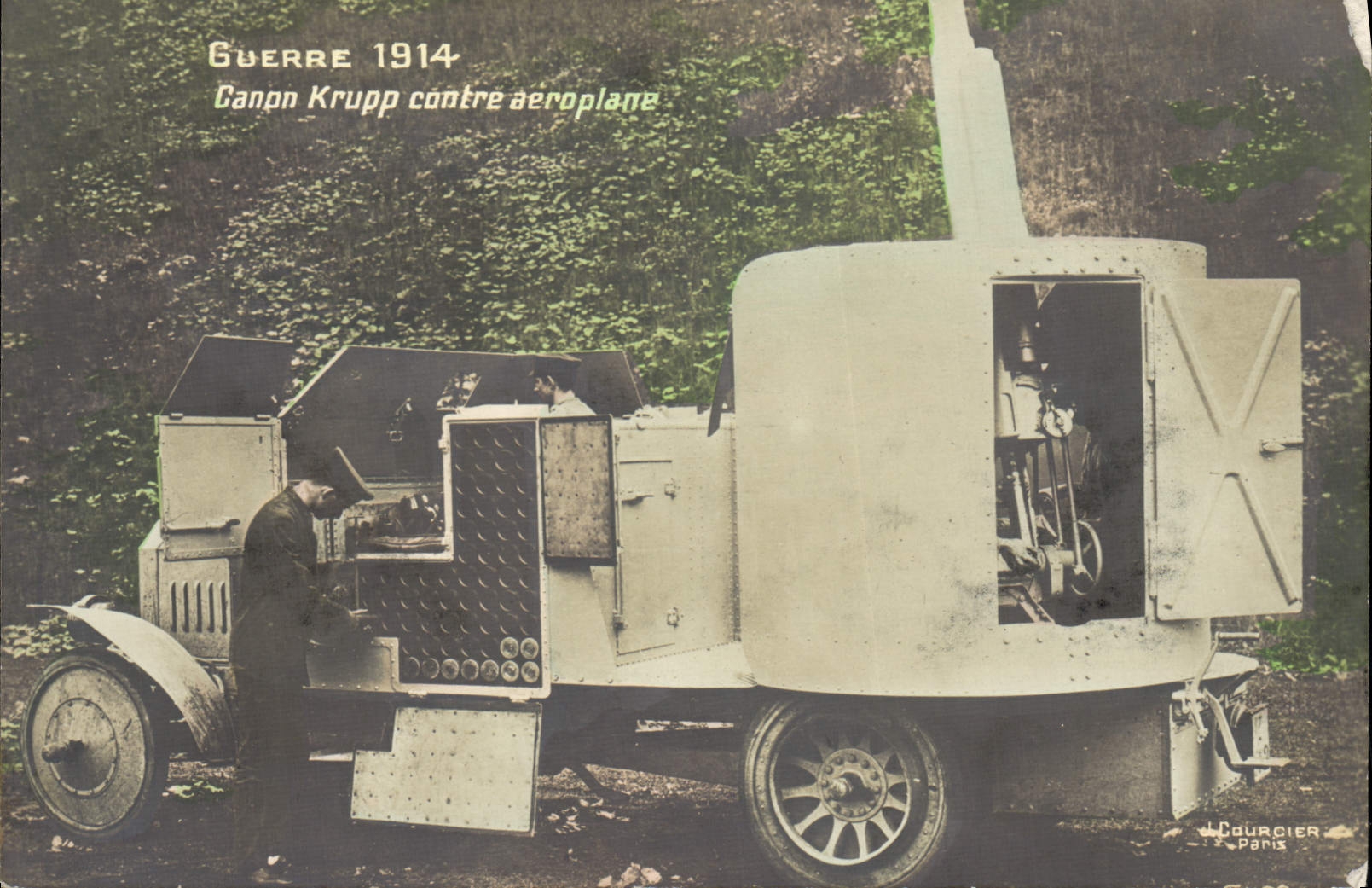 VINTAGE POSTCARD Militaria Canon Krupp against airplane