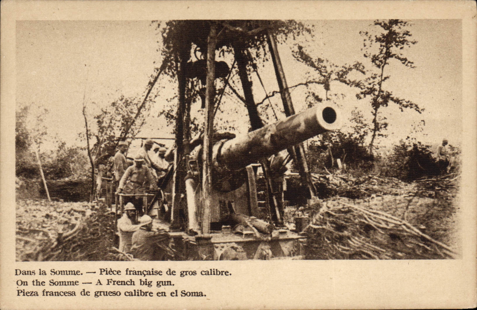 VINTAGE POSTCARD Militaria In the Sum French Part large gauge