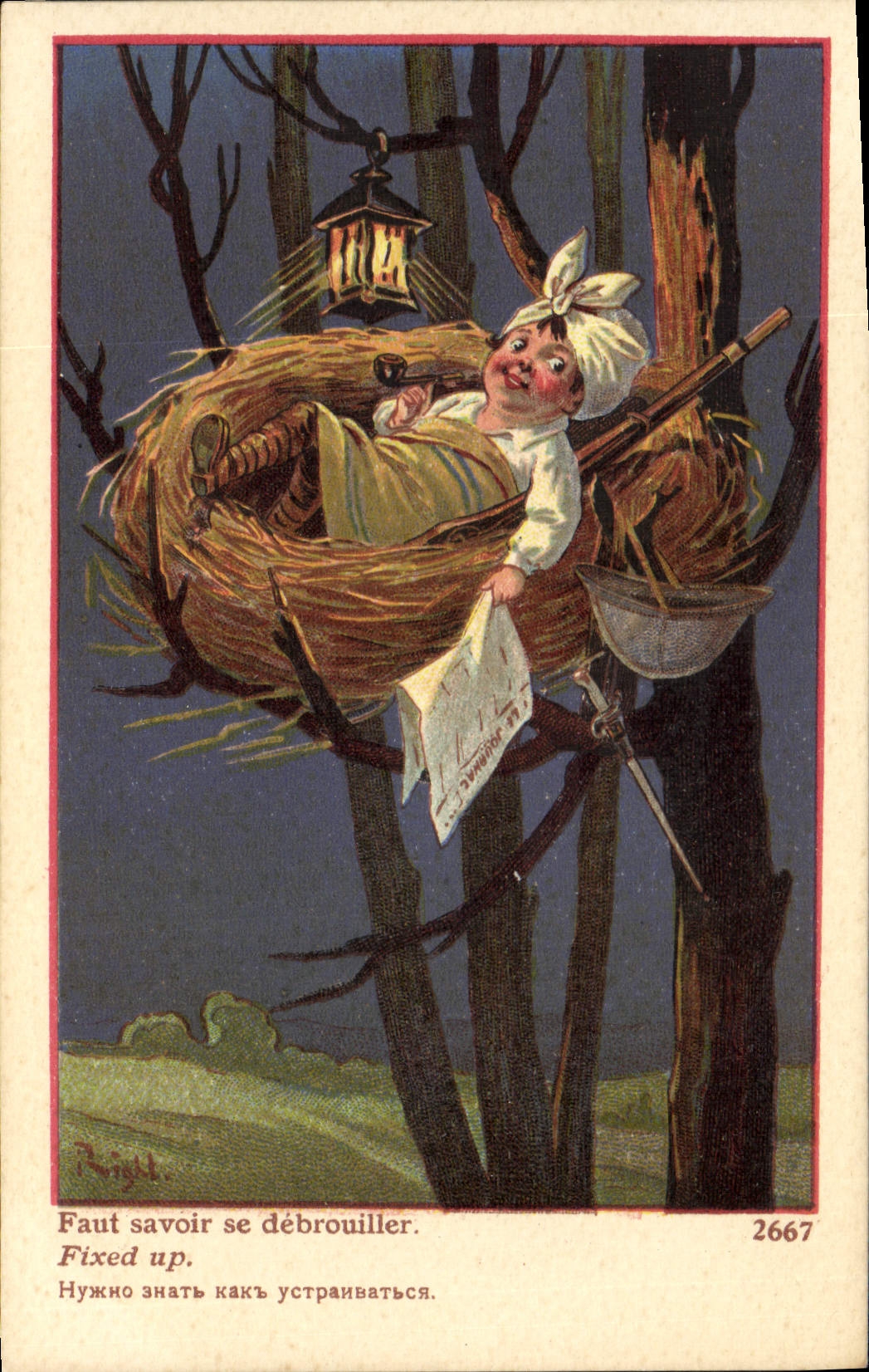 CPA Fantaisie Illustrateur Enfant Faut se debrouiller Right