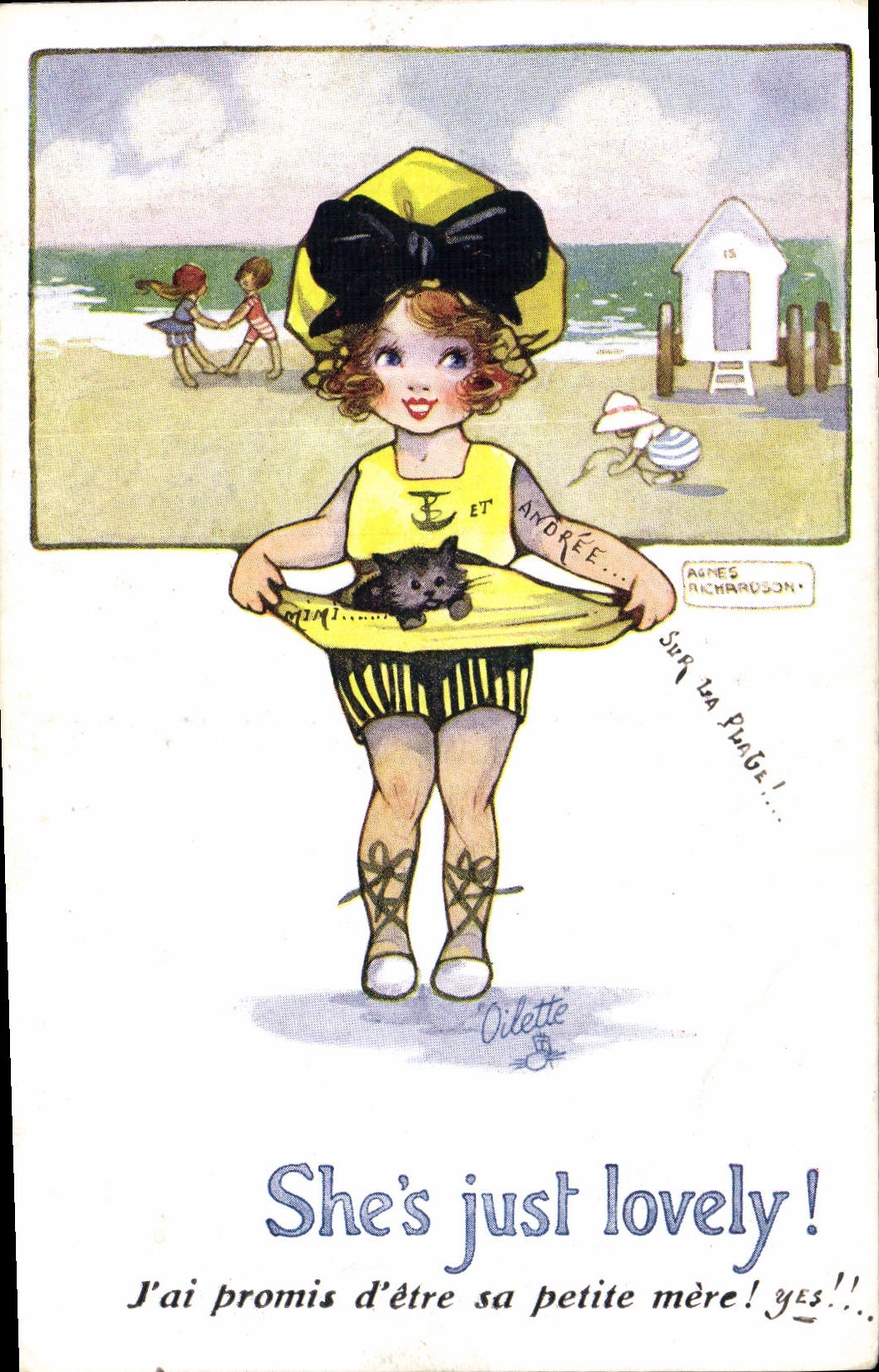 CPA Fantaisie Illustrateur Enfant Chat Chaton 