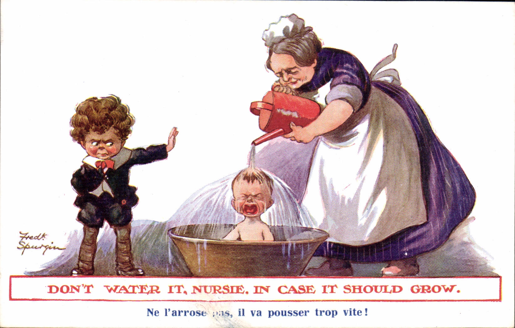 CPA Fantaisie Illustrateur Enfant Bain Fred Spurgin 