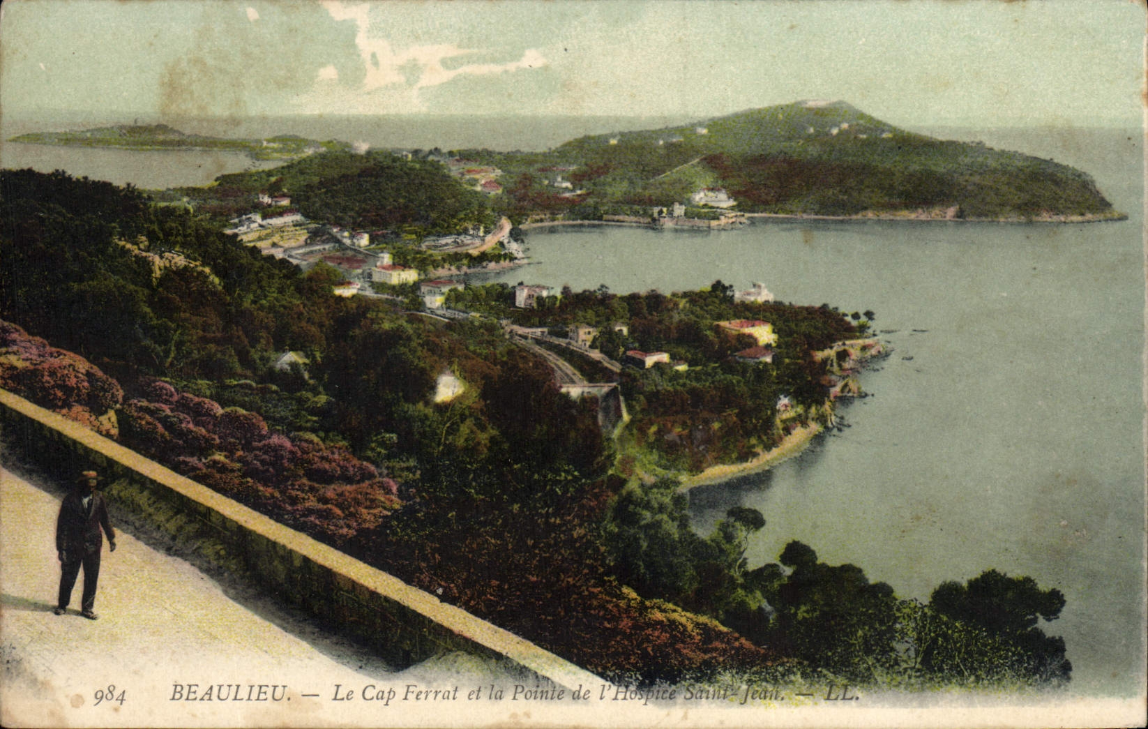 VINTAGE POSTCARD Beaulieu the Cape Ferrat and the point of the Holy old people's home Jean