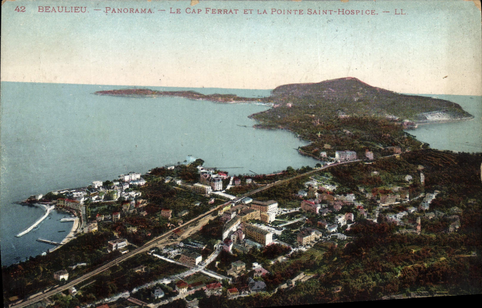 VINTAGE POSTCARD Beaulieu Panorama the Cape Ferrat And the Point Saint Old people's home