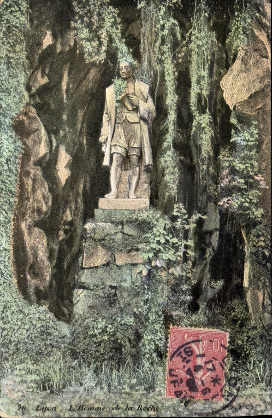 VINTAGE POSTCARD Lyon the man of the rock