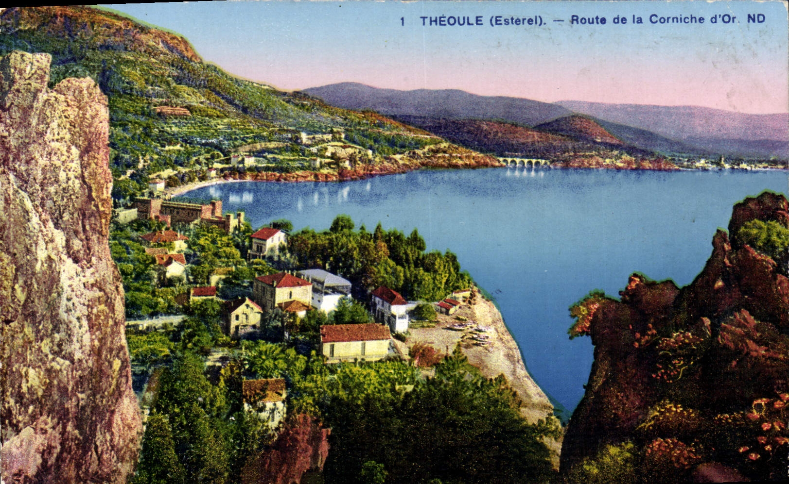 Camino de Theoule de la POSTAL de la VENDIMIA de la cornisa