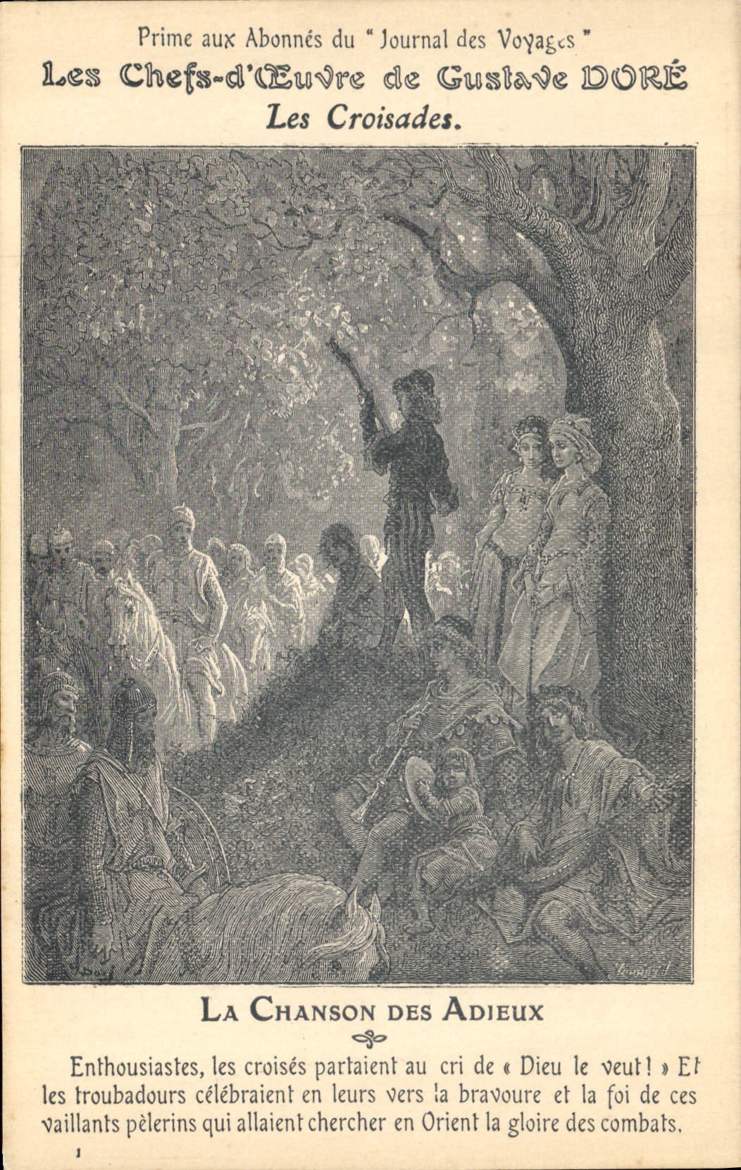 VINTAGE POSTCARD the chiefs of work of Gustave Gilds the crusades the song of the good-byes