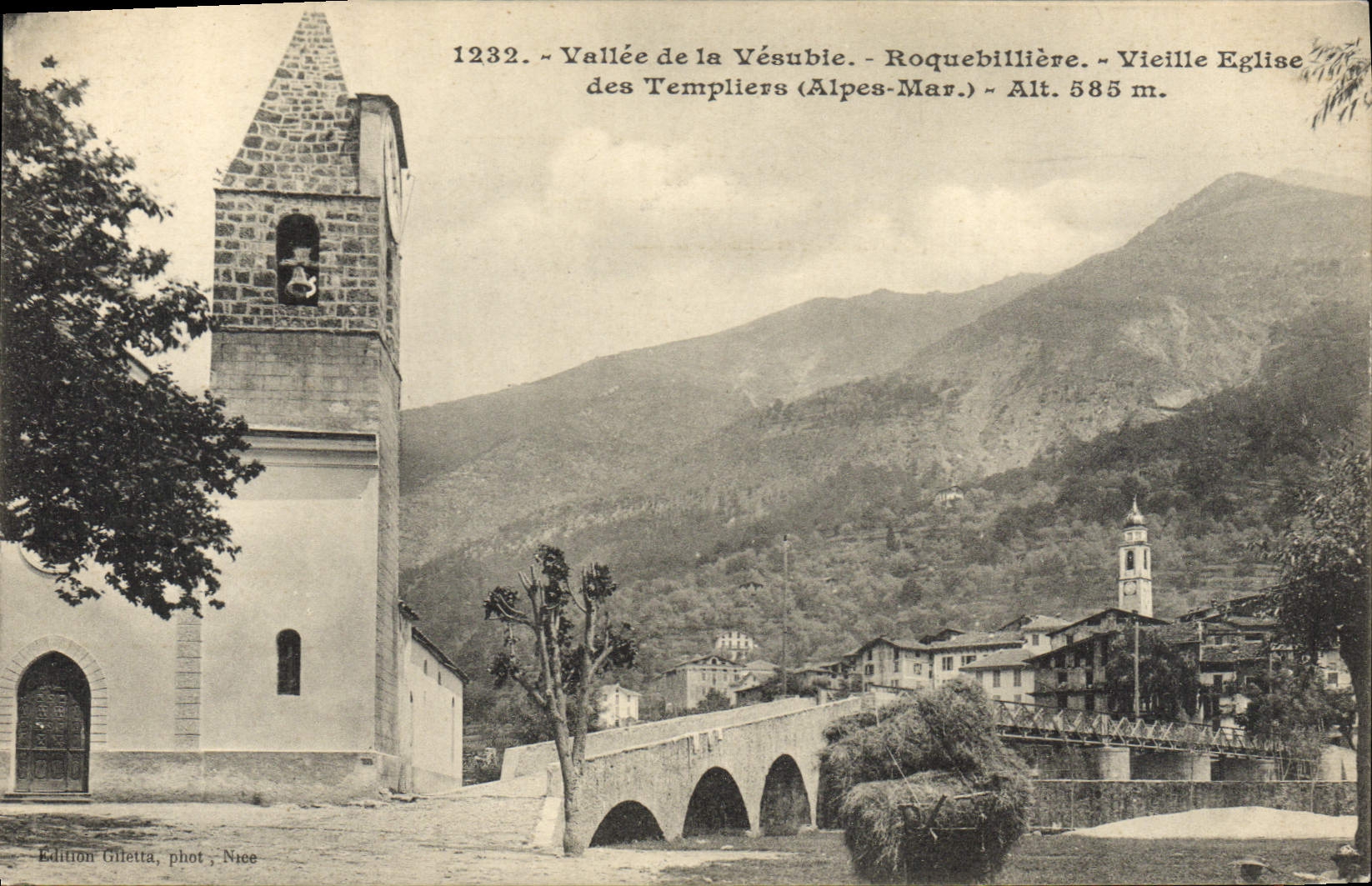 VINTAGE POSTCARD Valley of Vesubie Roquebilliere Old woman church of the templiers