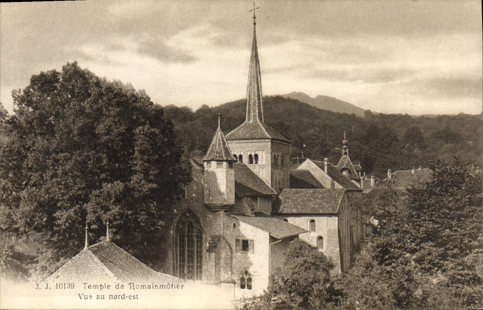 VINTAGE POSTCARD Temple of Romainmotier Seen in North East