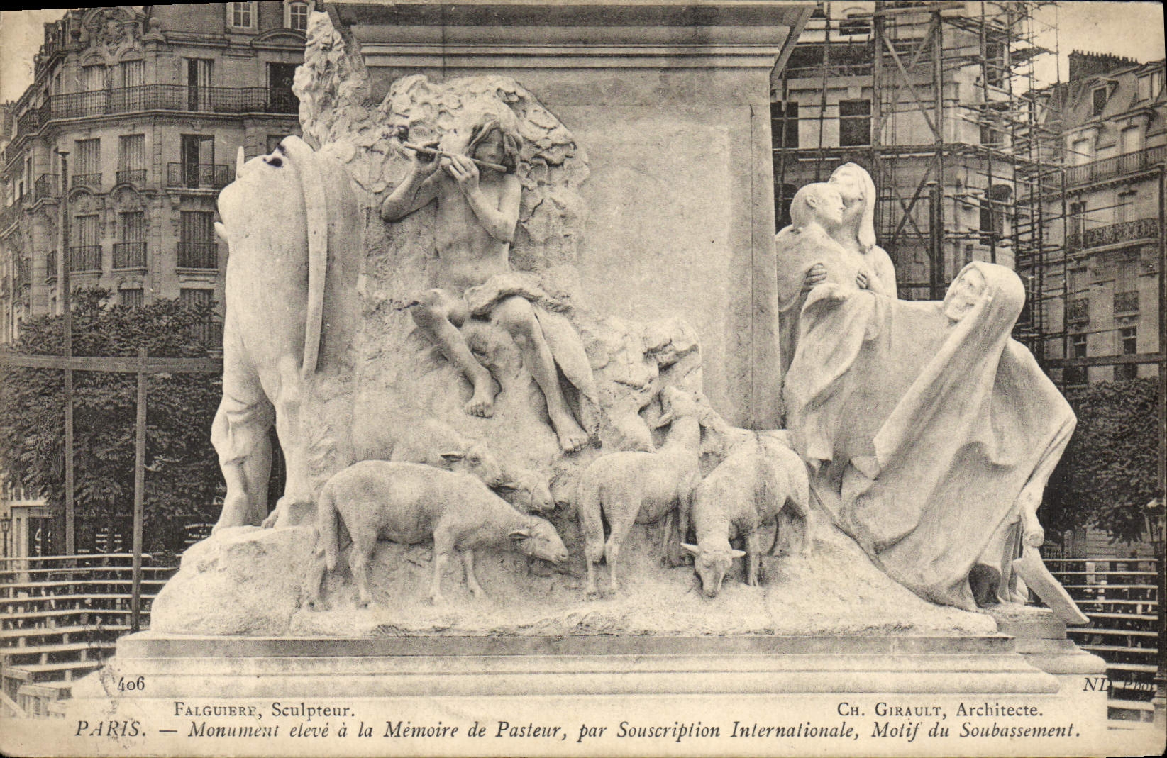 CPA Paris Monument eleve a la memoire de Pasteur Moutons 