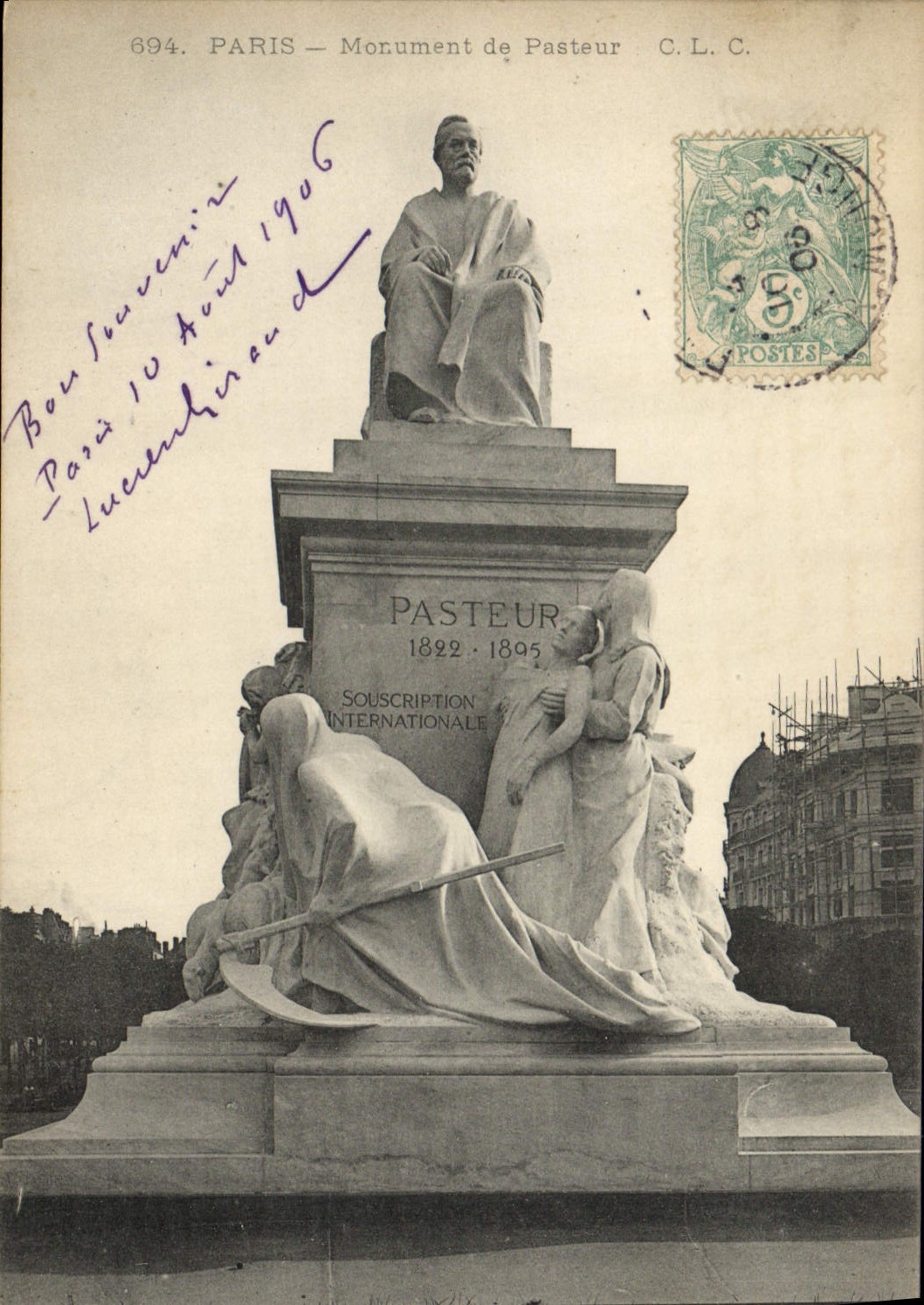 CPA Paris Monument de Pasteur