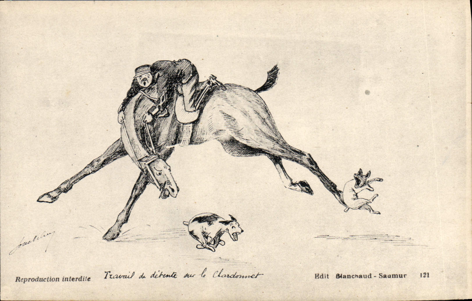 Trabajo de Hippisme de la equitación del caballo de la POSTAL de la VENDIMIA de la relajación en el Colgar-poste de Chein